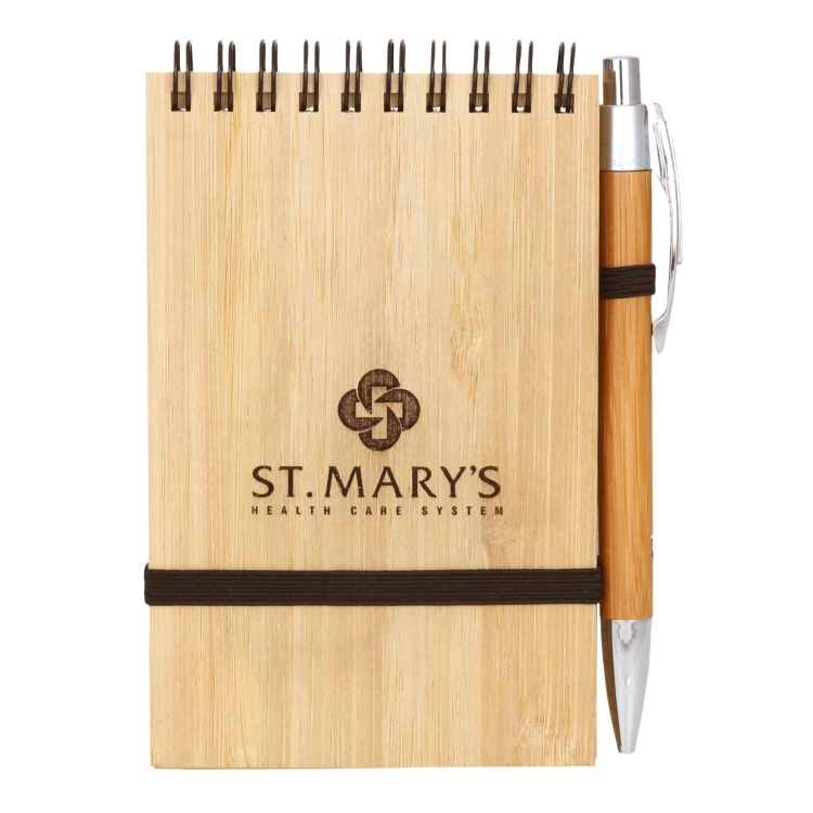 Bamboo Wire-bound Notepad w/ Bamboo Pen