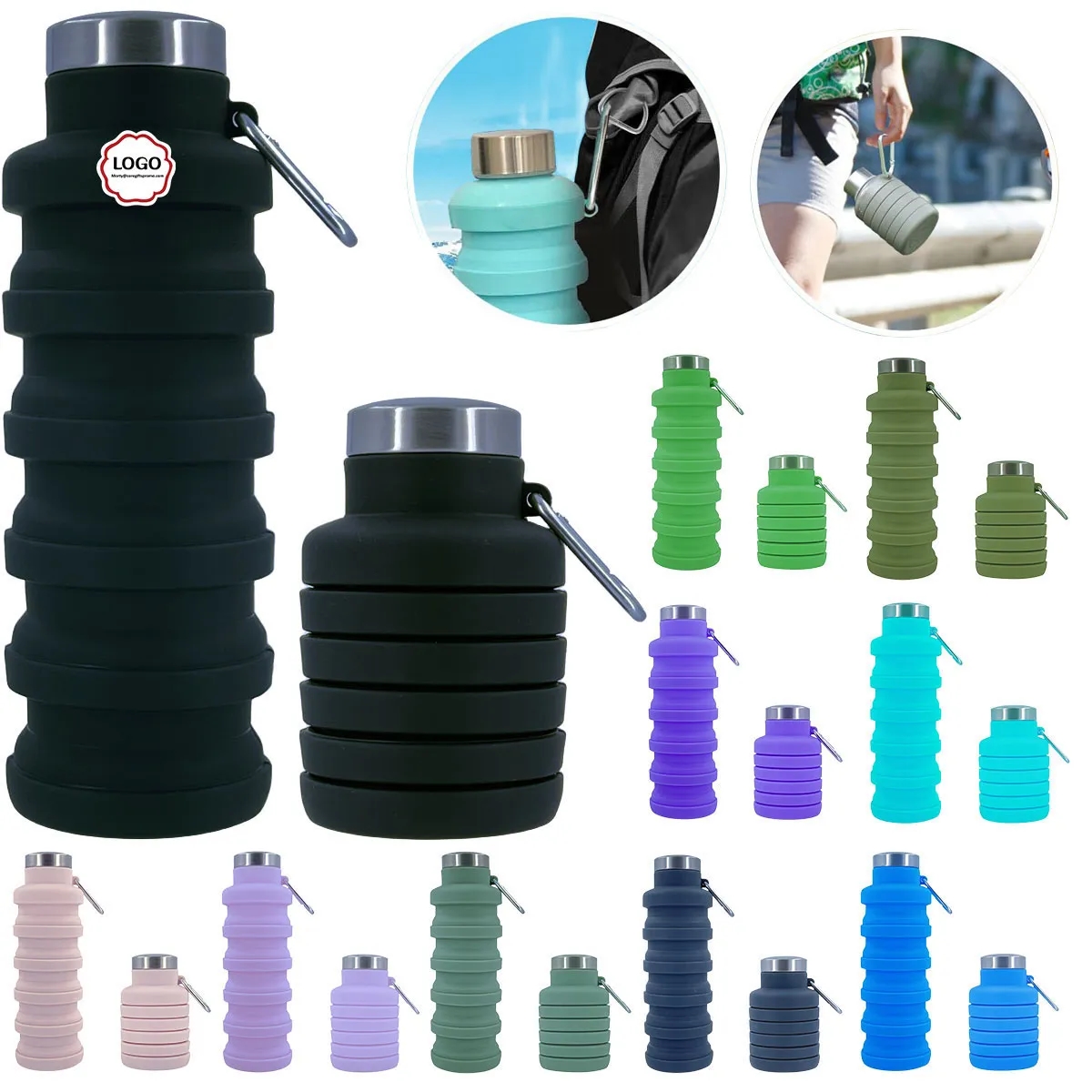 17oz BPA Free Silicone Portable Water Bottles 2