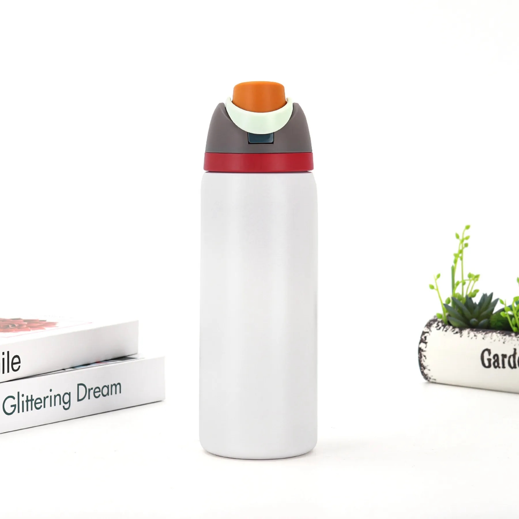24 Oz. Leak Proof Spout Lid Water Bottle with Straw, custom water bottle with logo imprint 7