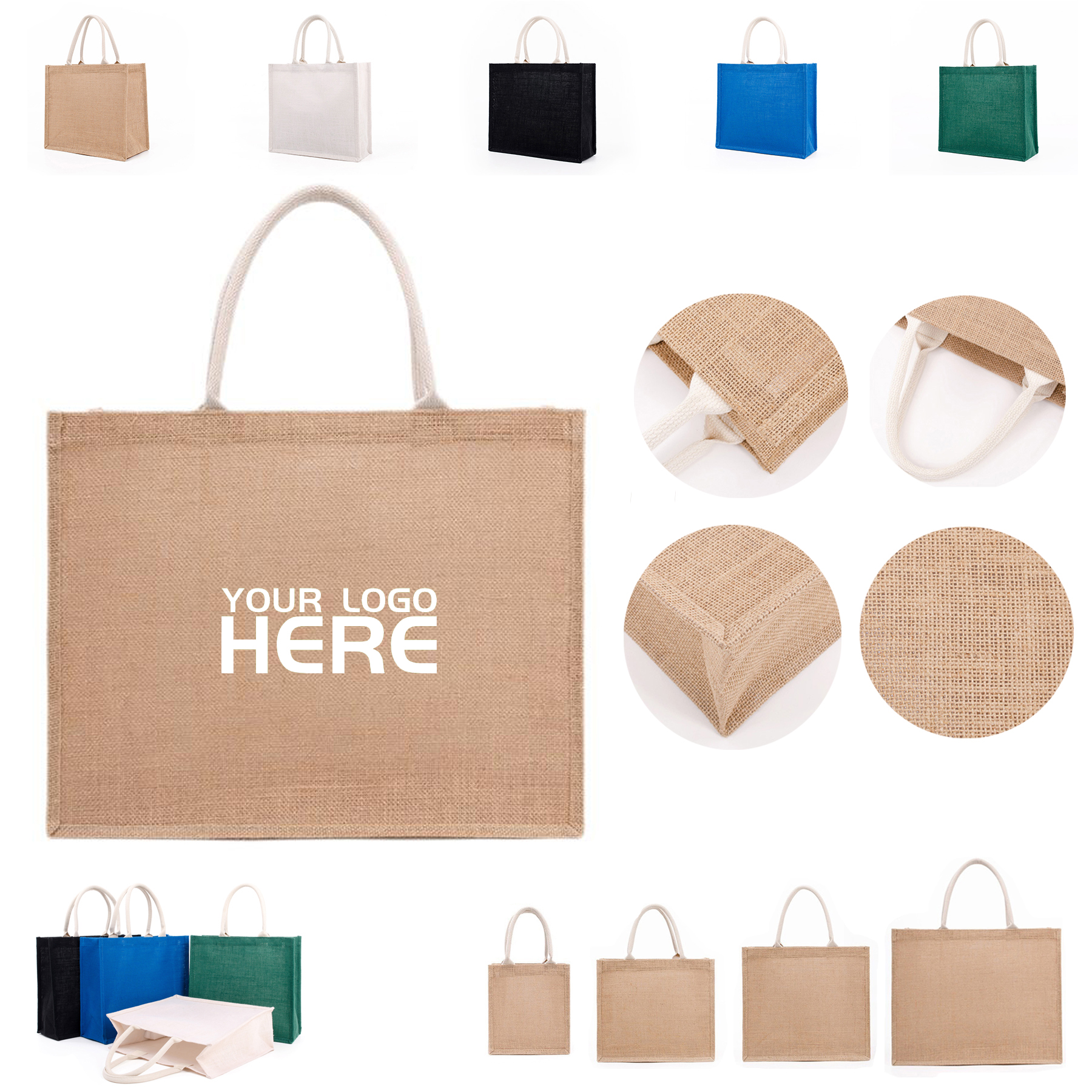 Jute Tote Bag With Handle, custom tote bag with logo imprint 2
