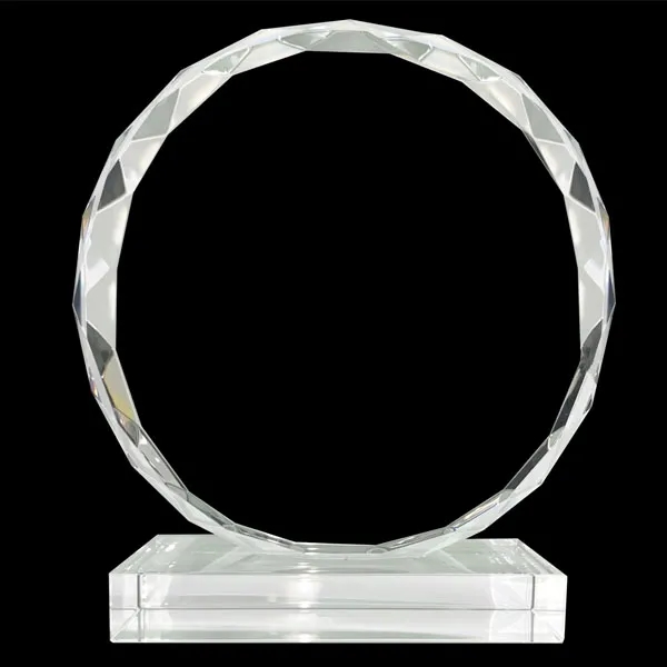 Engraved Crystal Faceted Circle Award 2