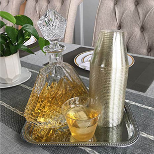 9OZ 25PCS PET Gold Dust Trian Wine Class Drink Cup 5