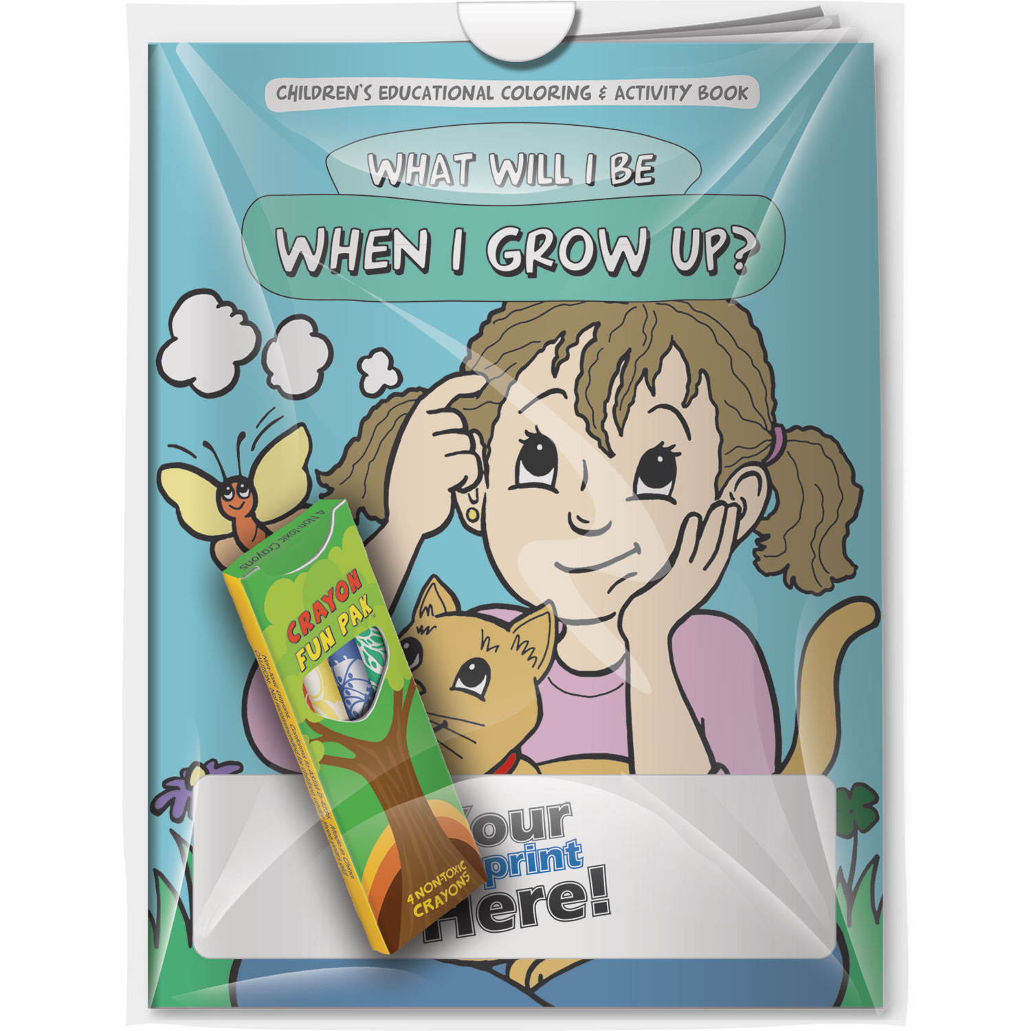 Combo Pack - CB1043 Coloring Book & 4-Pack of Crayons (Imprinted) in a Poly Bag 3