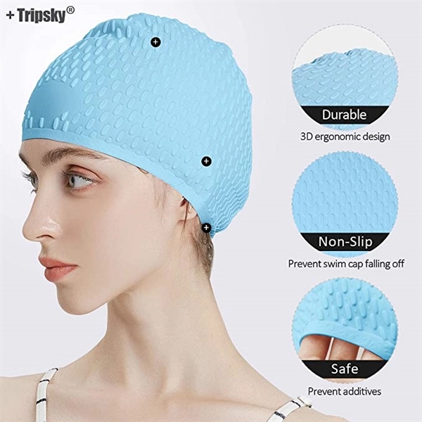 Silicone Swim Cap Ideal for Curly Short Medium Long Hair 4