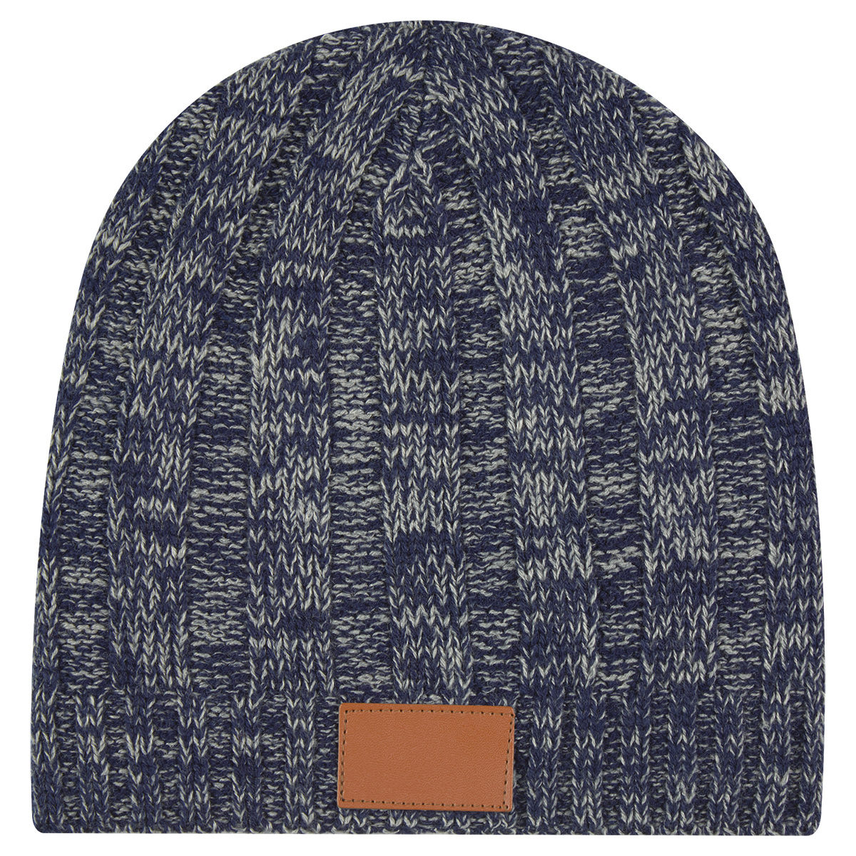Knit Beanie With Leather Tag 2