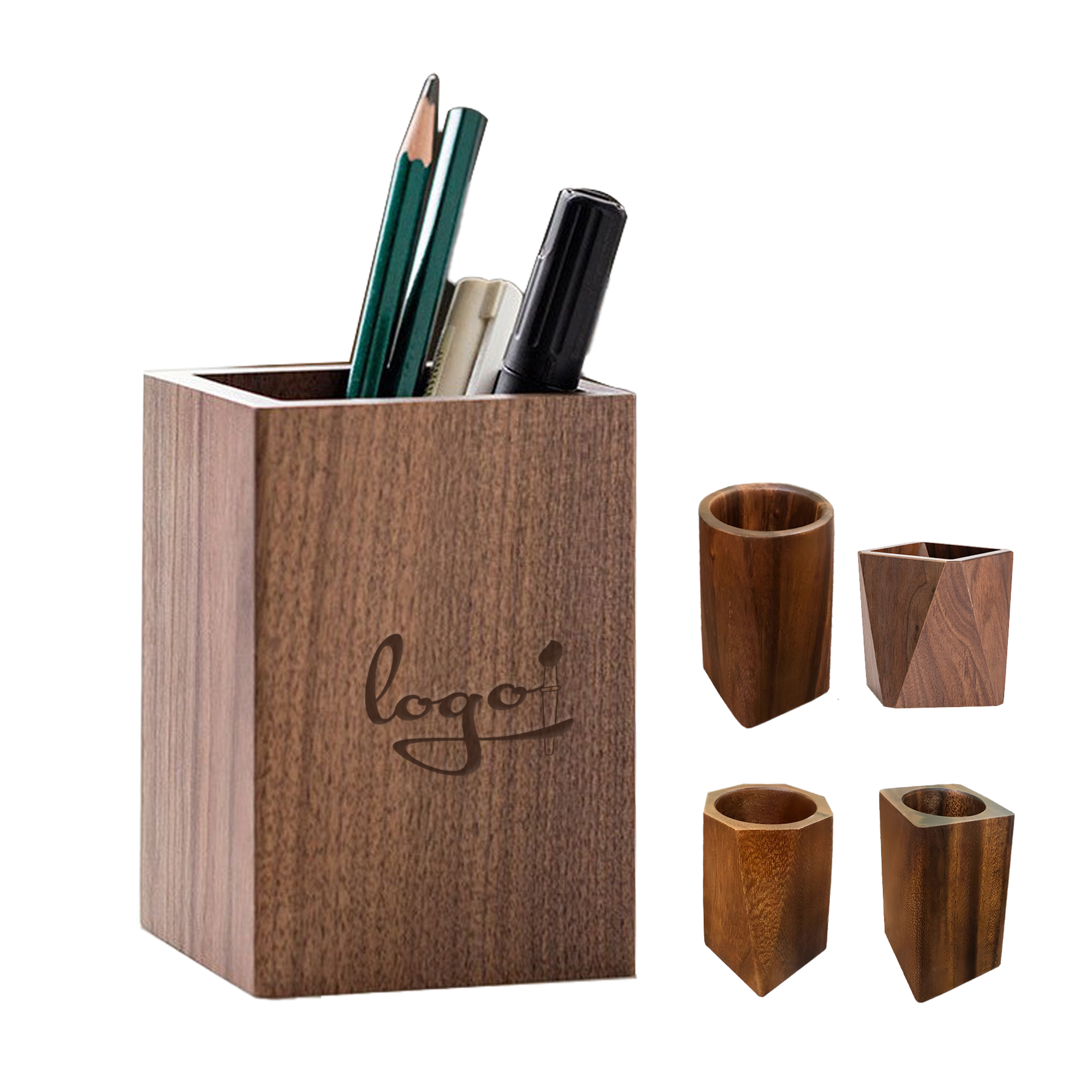 Wooden Desktop Organizer Pen Holder Pencil Cup 1