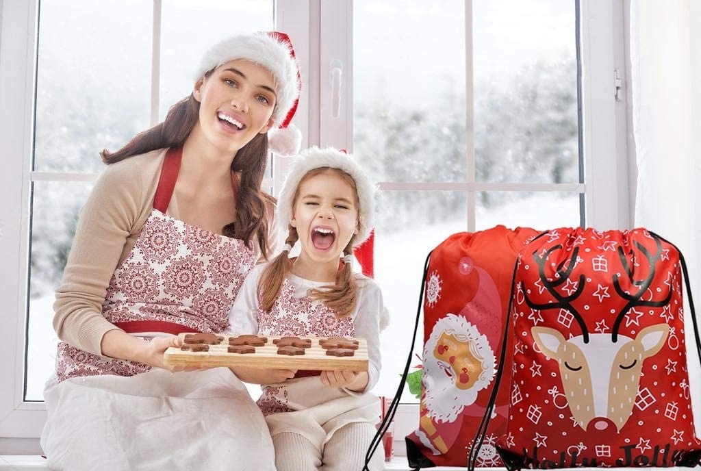 210D Christmas Drawstring Backpacks 2