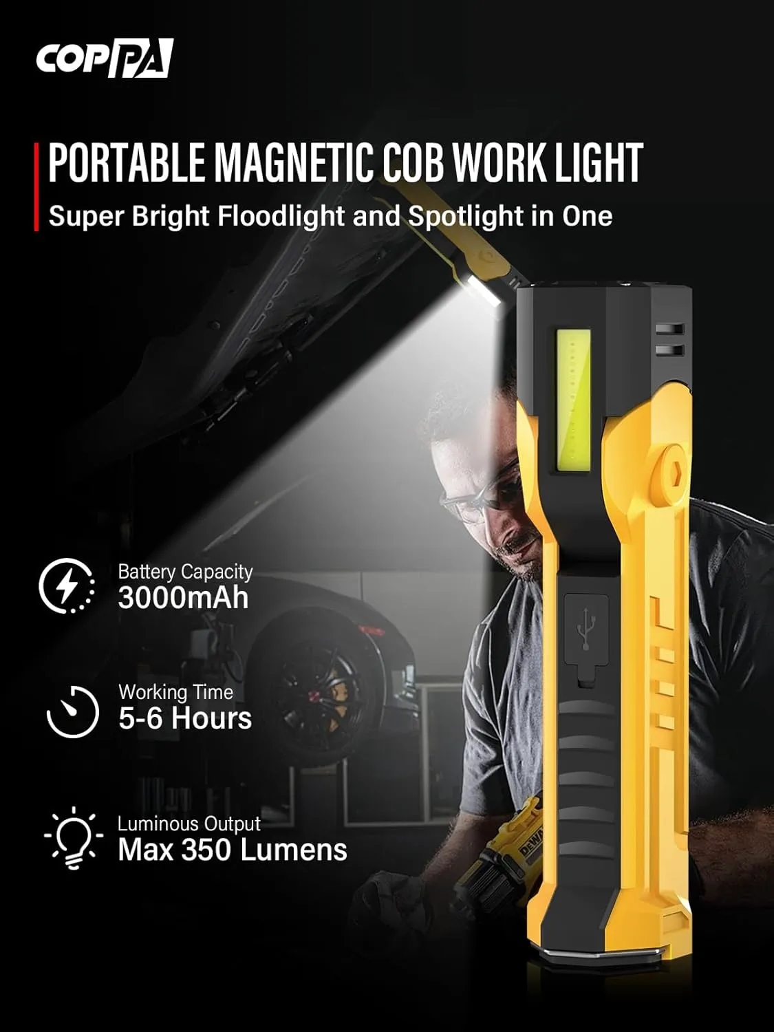 LED Spotlight 3000mAh Rechargeable Work Light 7