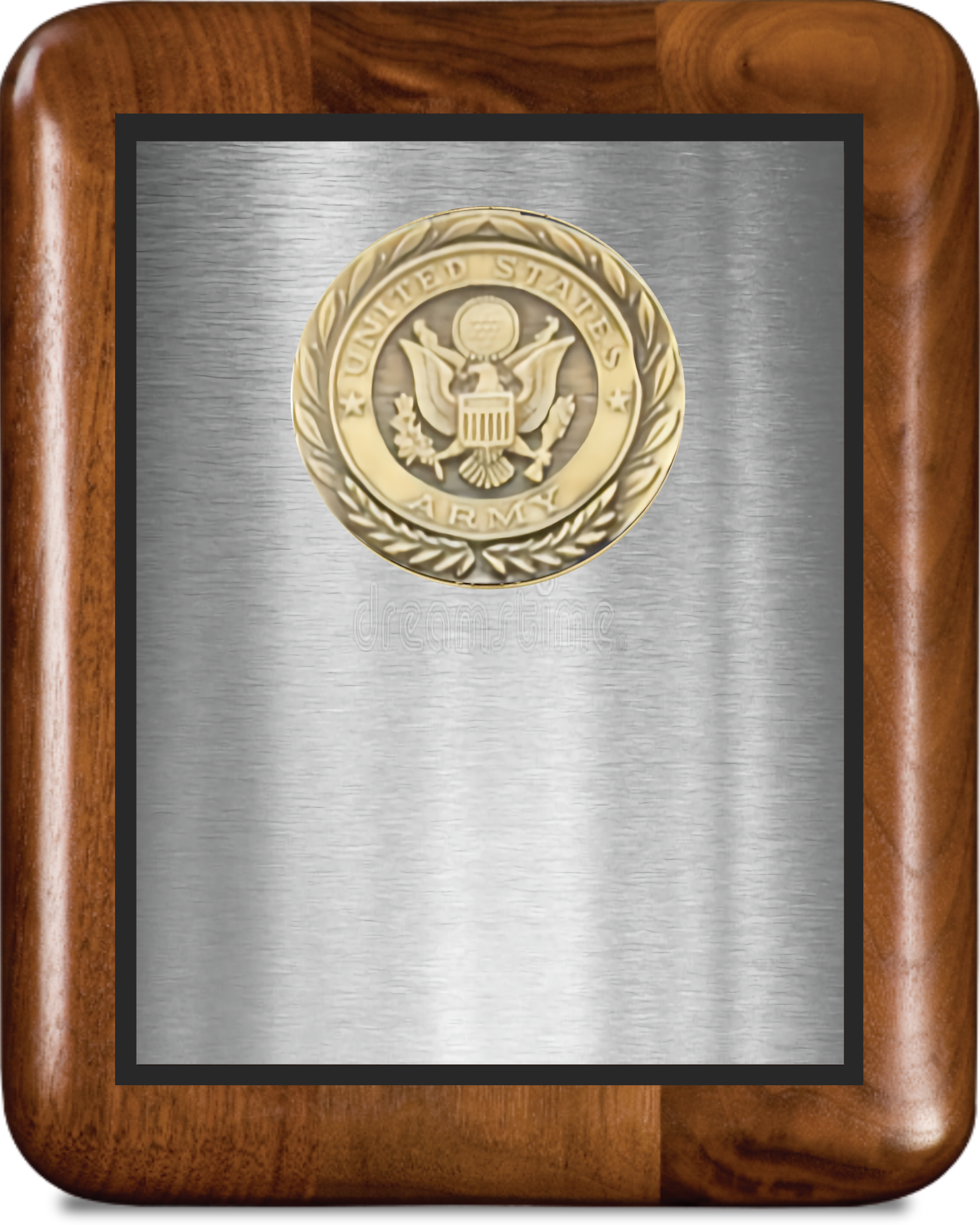 Walnut Round Edge Corner Plaque/w Medallion Double Plate 4