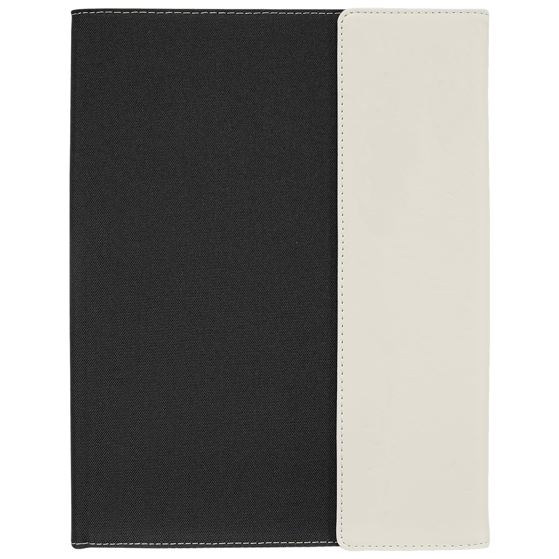 9" x 12" White Leatherette & Black Canvas Portfolio 2