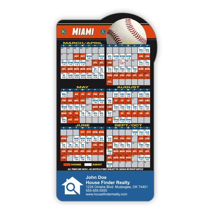 Magnet Sport Schedules - Baseball Shape (3.875x7.25) - 25 mil. 3