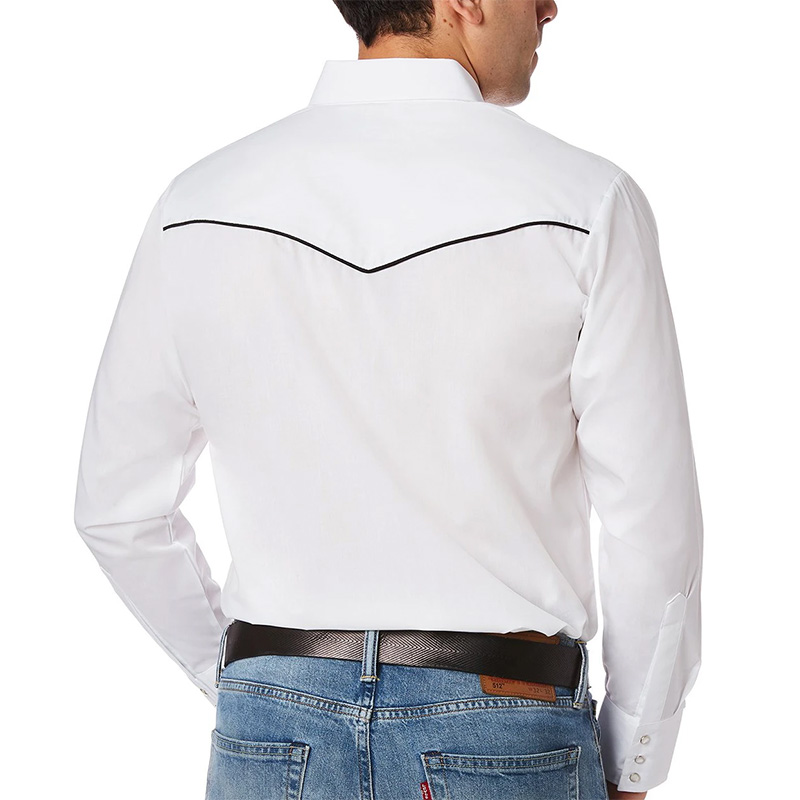 ELY Men's Long Sleeve Solid Western Shirt with Contrast Piping 3