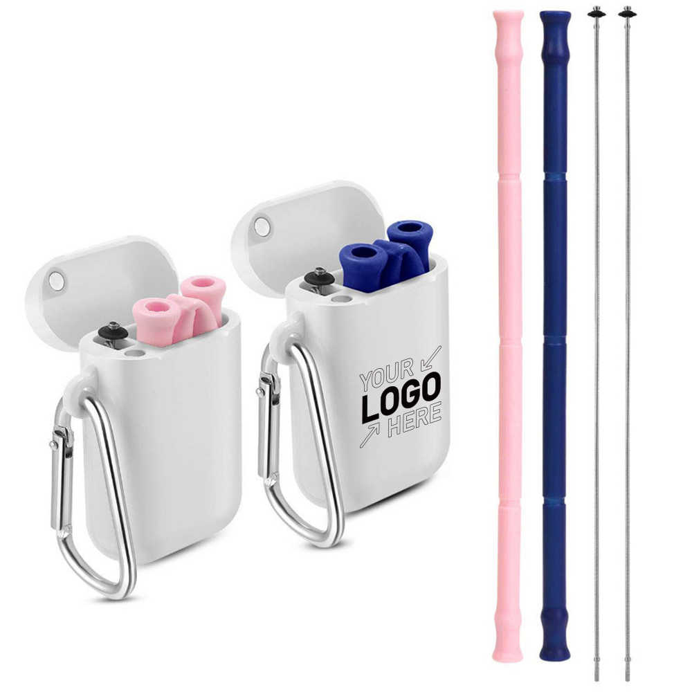 Reusable Collapsible Eco Silicone Drinking Straw With Case 1