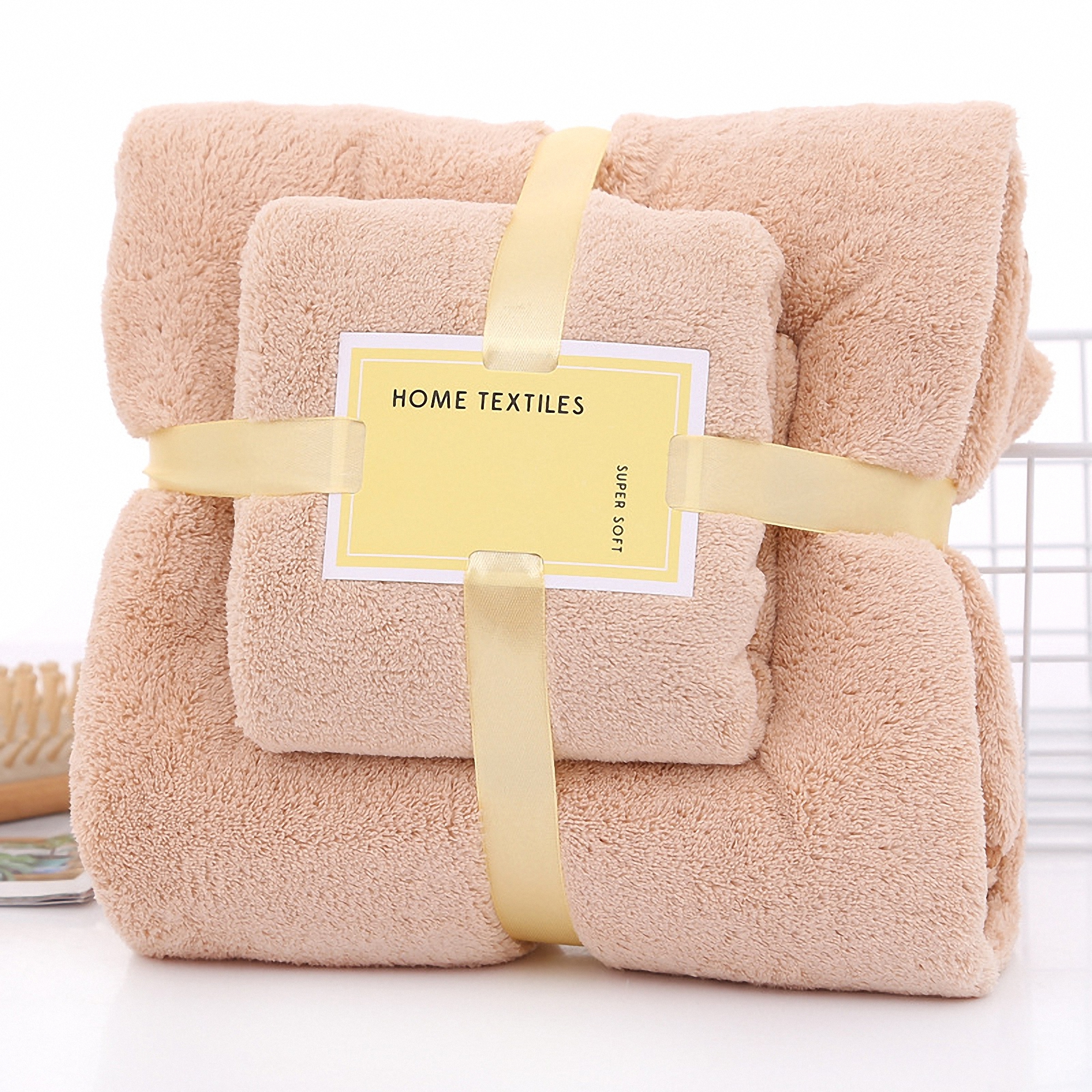 Ultra Soft Coral Fleece Bath Towel Set 2