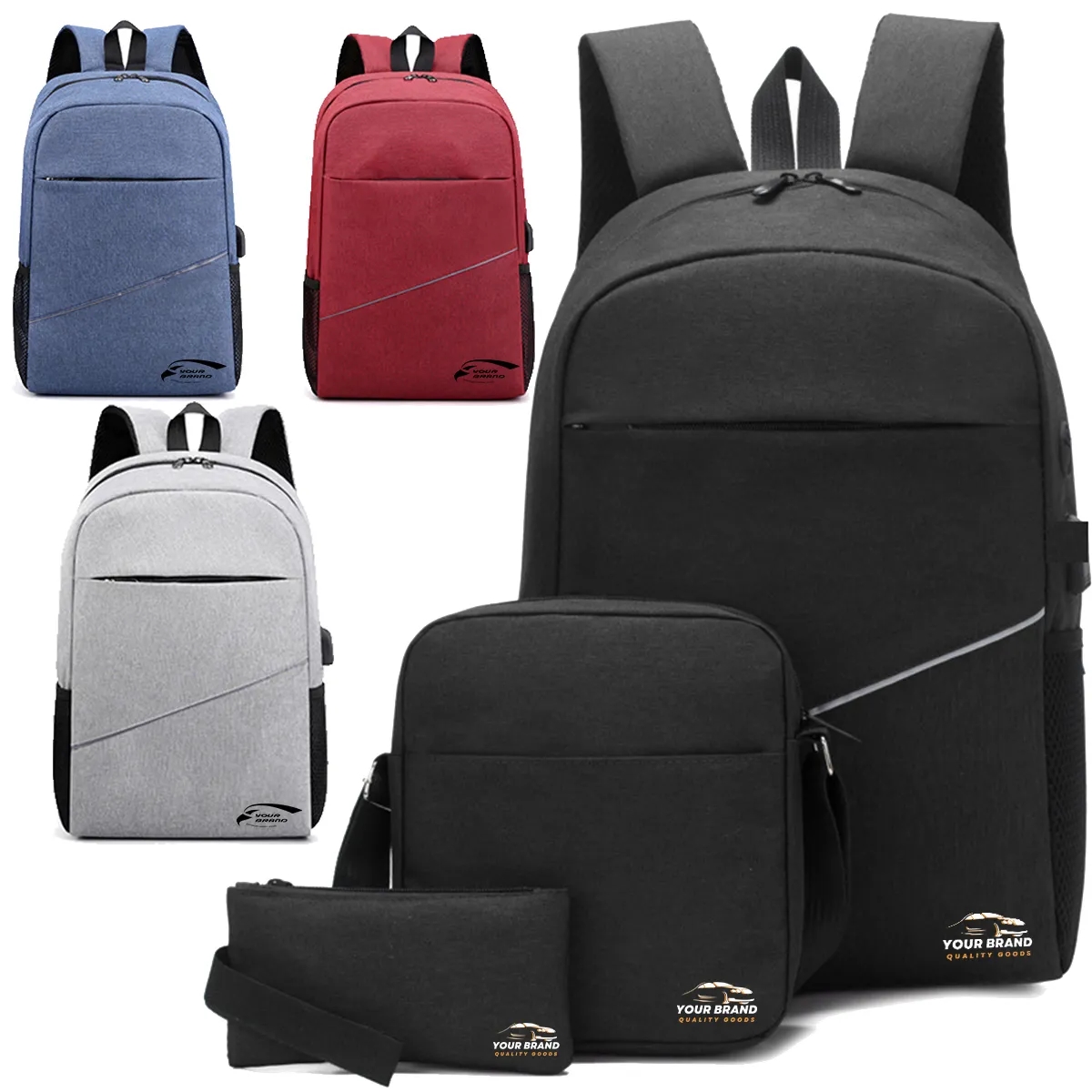 Solid Color Spacious Adjustable Shoulder Straps Backpack 5