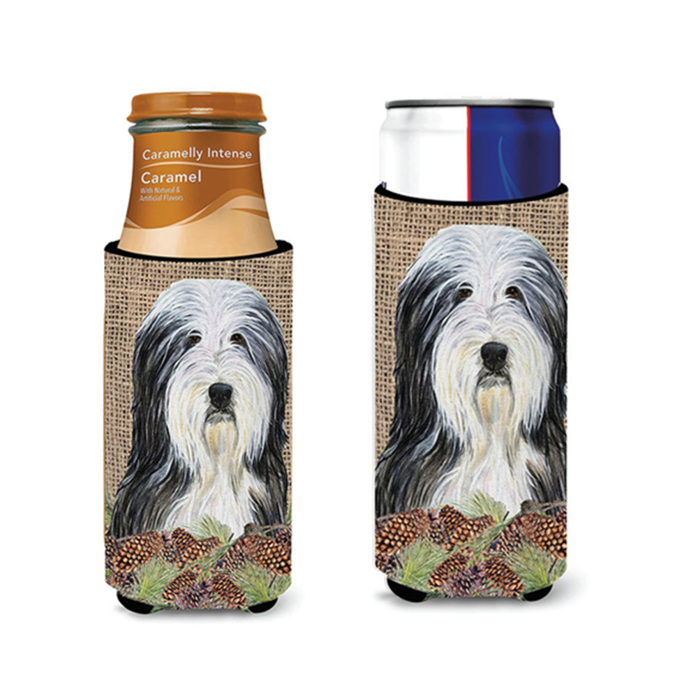 Burlap Neoprene Stubby Can Coolie, custom can cooler with logo imprint 3