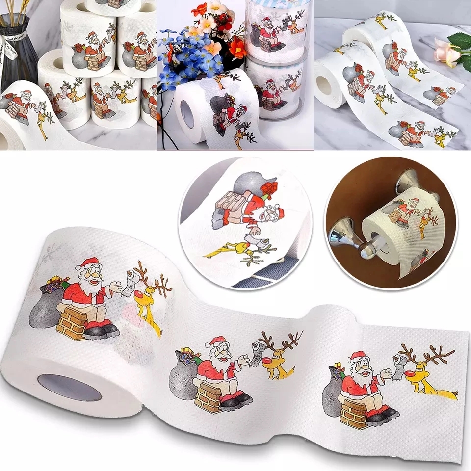 Custom Merry Christmas Pattern Toilet Paper Roll 4