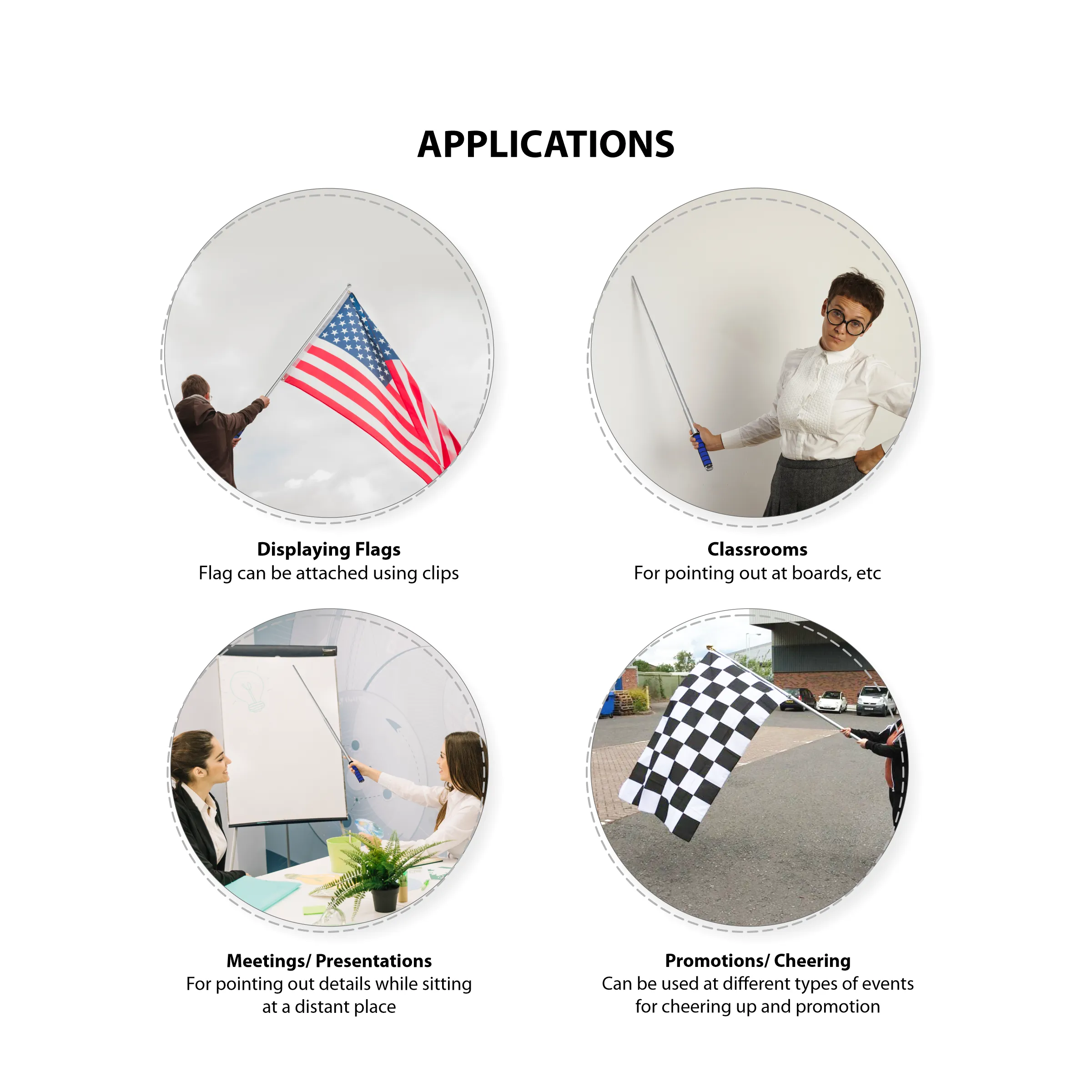 5' Hand Held Telescopic Flagpole - Retractable Pole 2