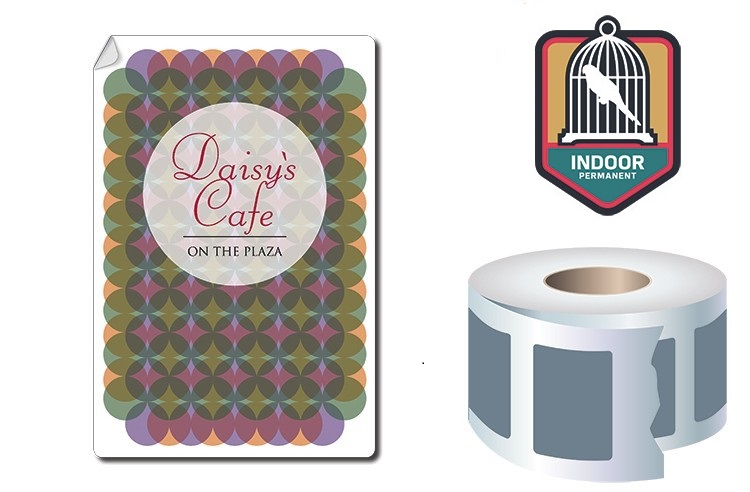 Roll Stickers / Decal - Indoor Permanent - 5x4 Rectangle Shape 1