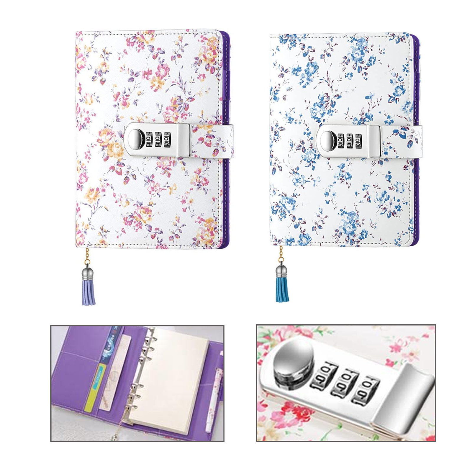 7.3 x 5.3 inch PU Leather Combination Locked Diary Journal Notebook 2