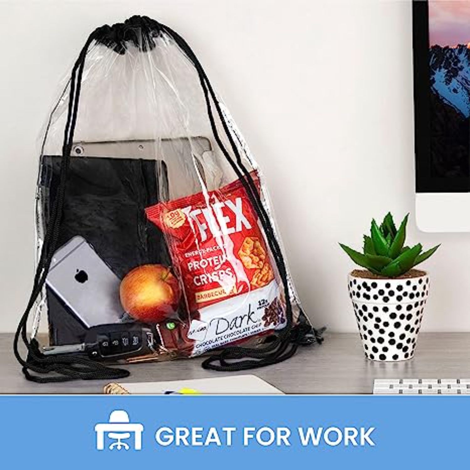 Stadium Approved Cinch Sacks Bag Clear PVC Drawstring Backpack 7