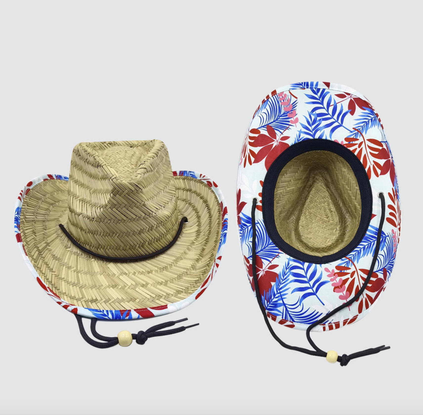 Cowboy/Cowgirl Western Straw Hat w/Full Under Brim 2
