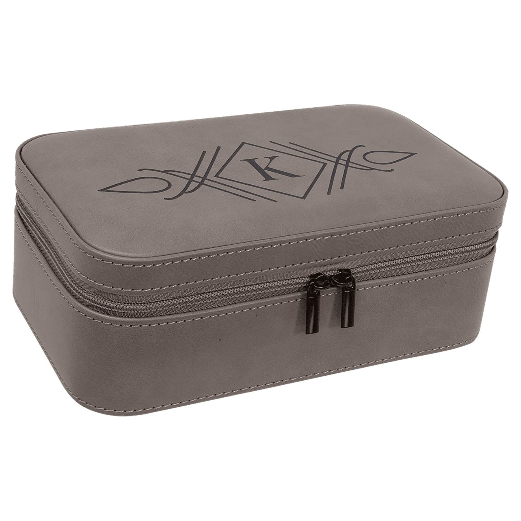 7 1/2" X 4 1/2" Gray Leatherette Jewelry Box 2