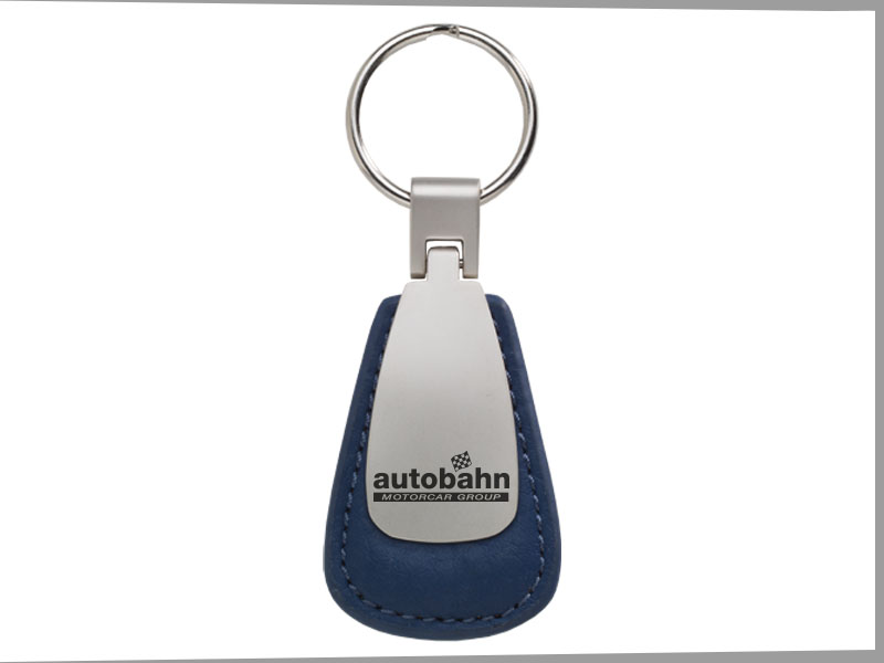 Brushed Zinc/Colored Leather Teardrop Key Tag