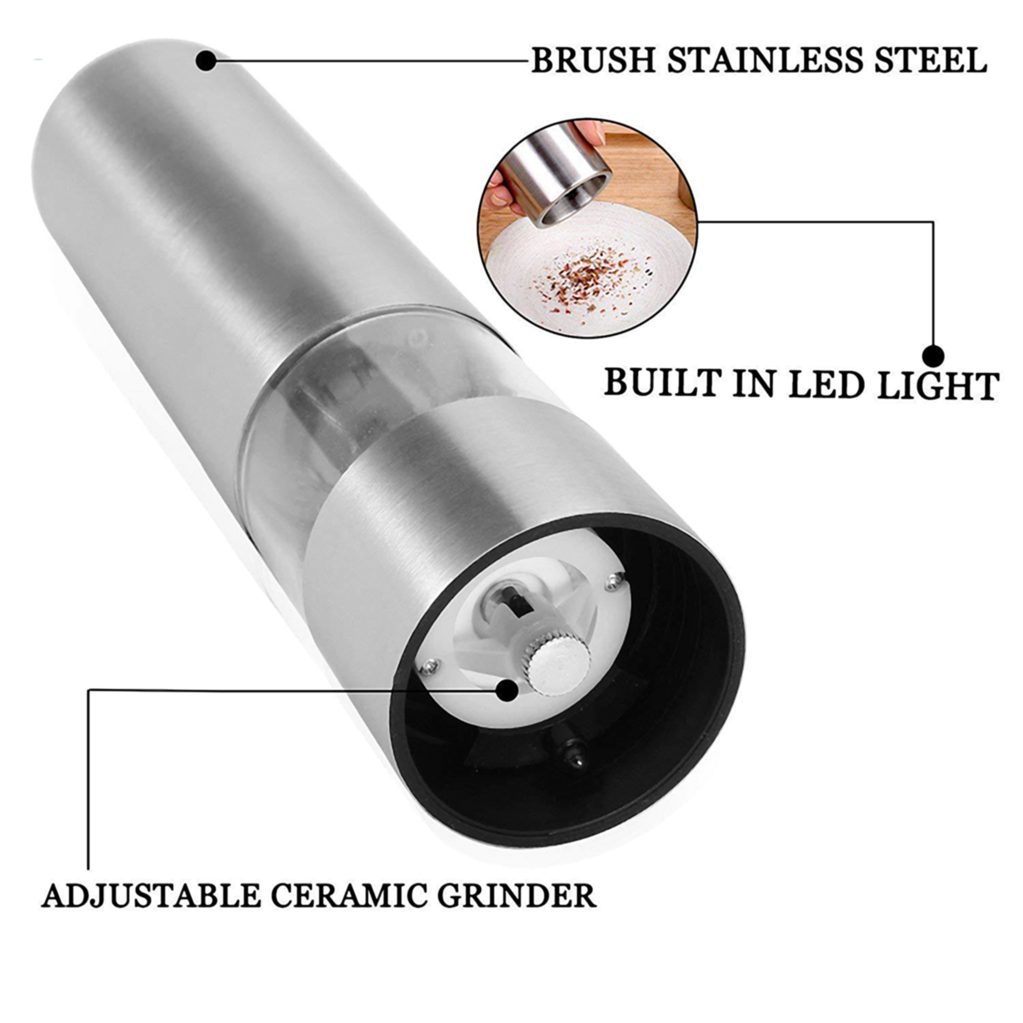 Electric Adjustable Salt and Pepper Grinder Set 4