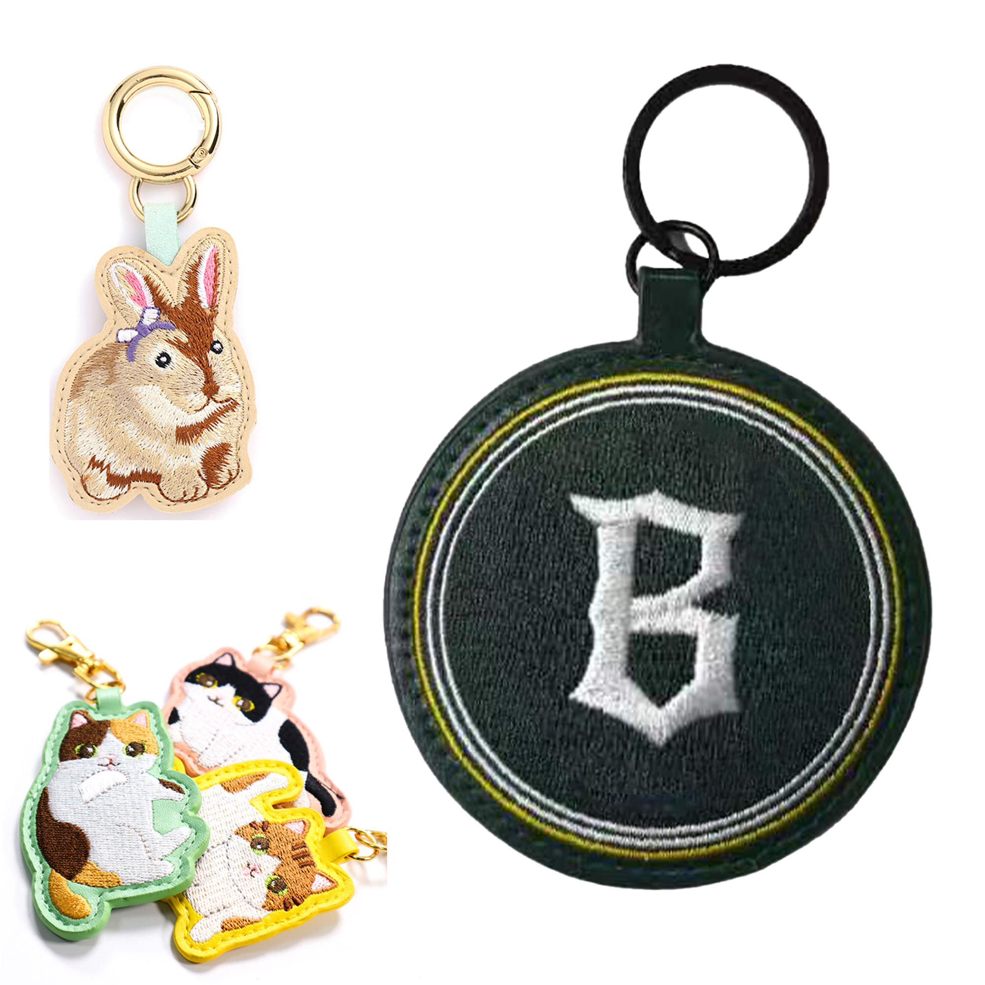 Custom Embroidery Leather Keychain 2