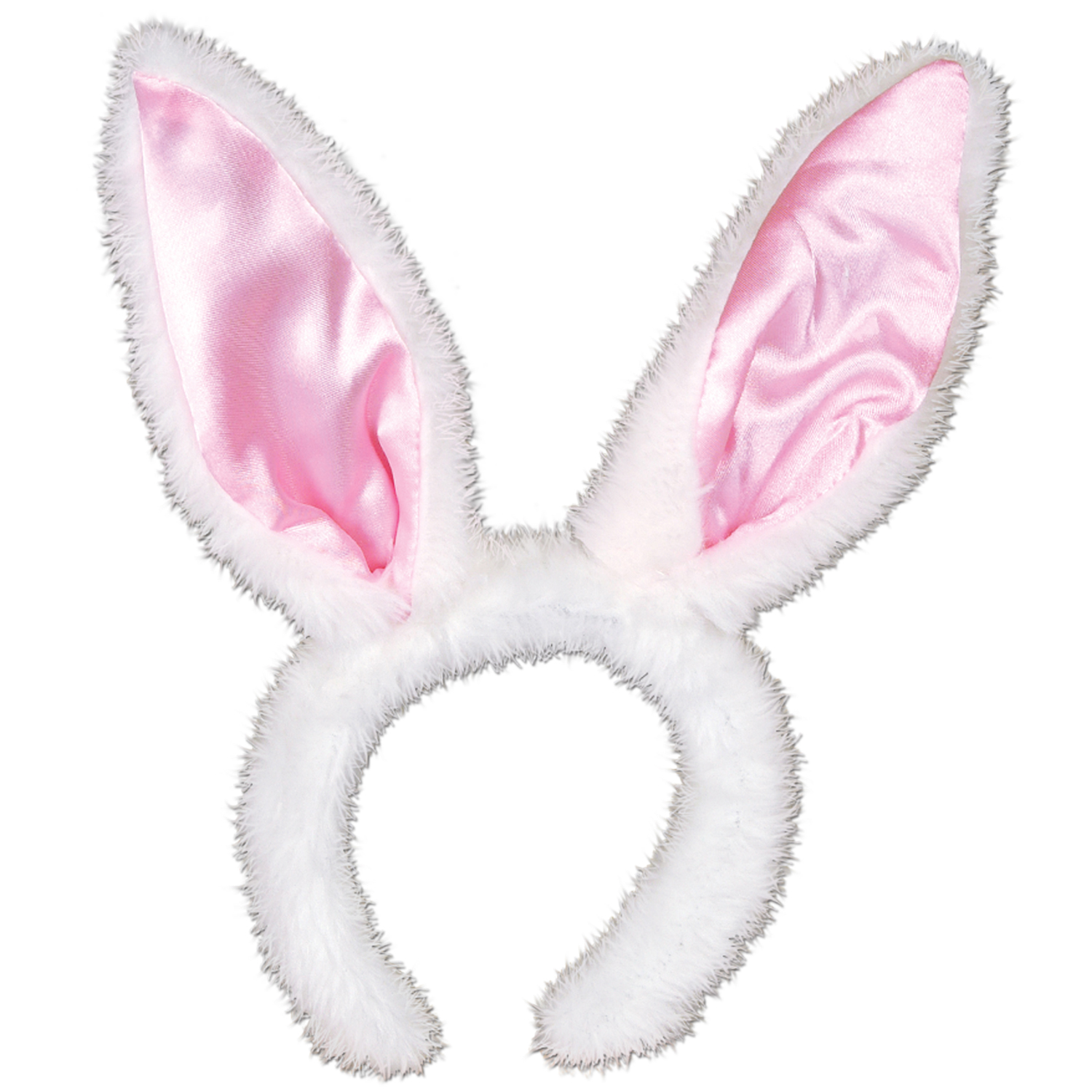 Plush White Satin Bunny Ears Headband 2