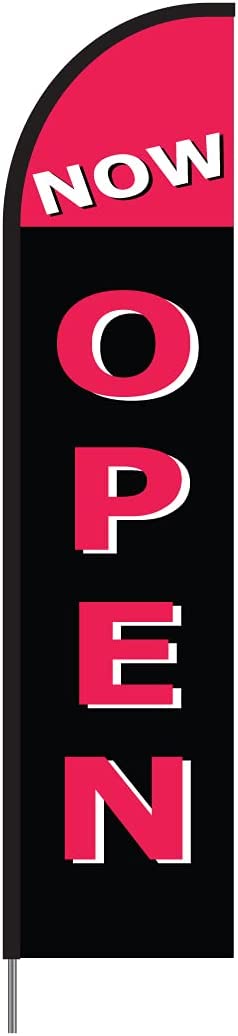Now Open(Crimson) Flag Kit 15' Feet Feather Flag Sign sale flag Outdoor Banner 2