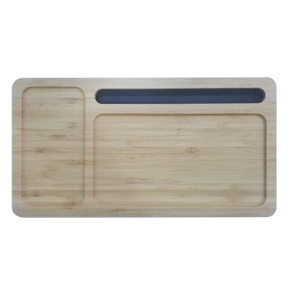 Wizchark Bamboo 10W Qi Wireless Charger Desktop Organizer