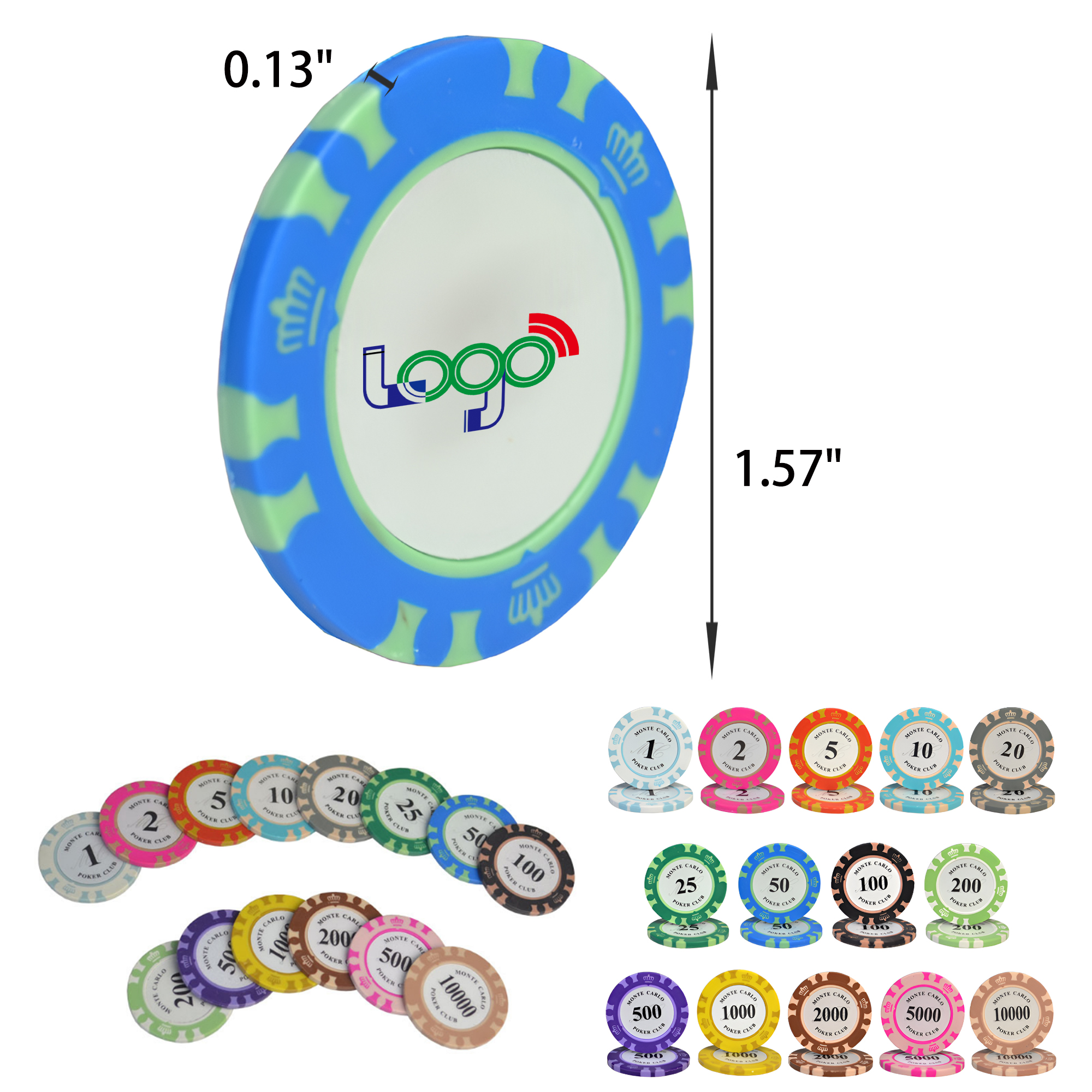 Durable 14 Colors Clay Poker Chip 5