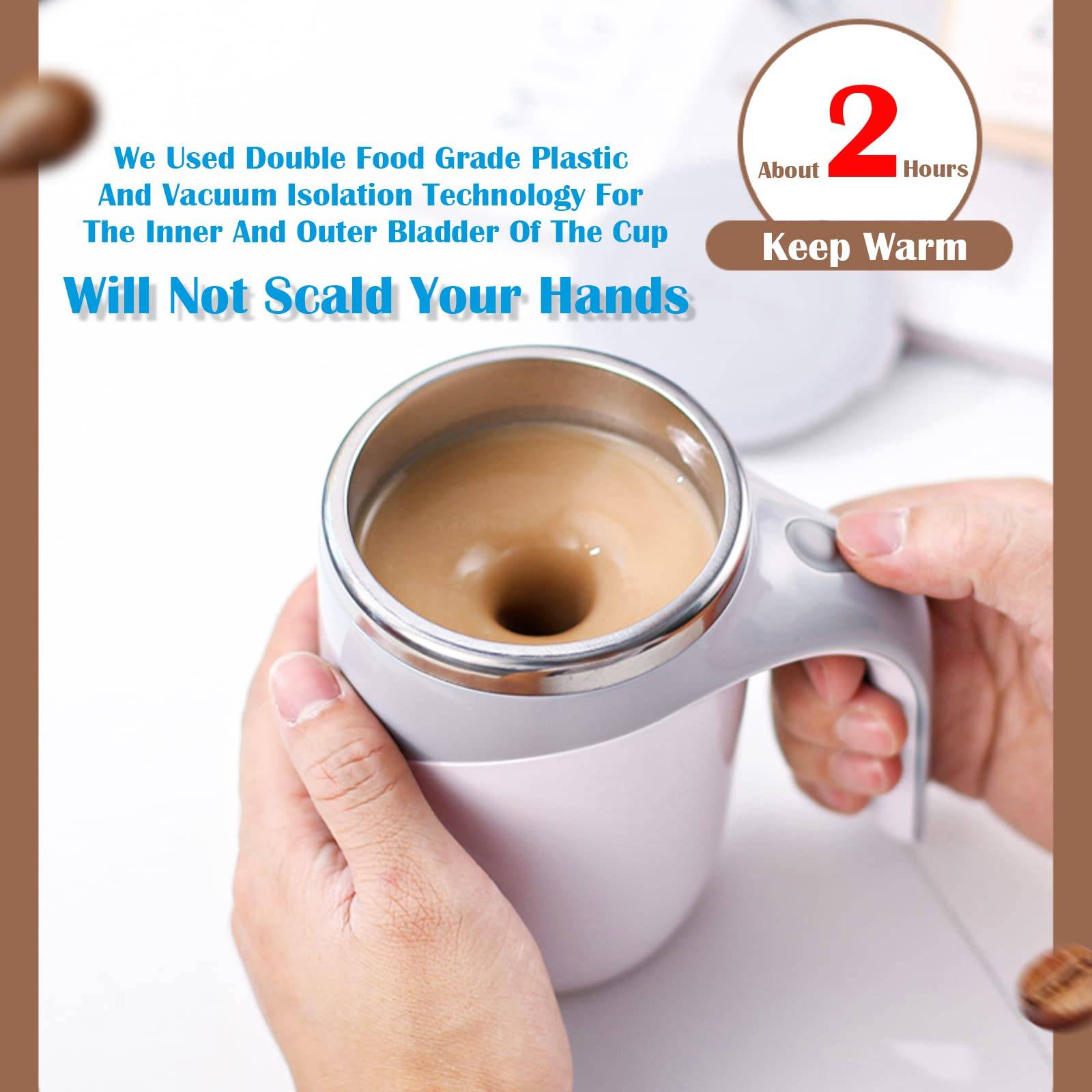 13oz Rechargeable Self Stirring Coffee Mug 10
