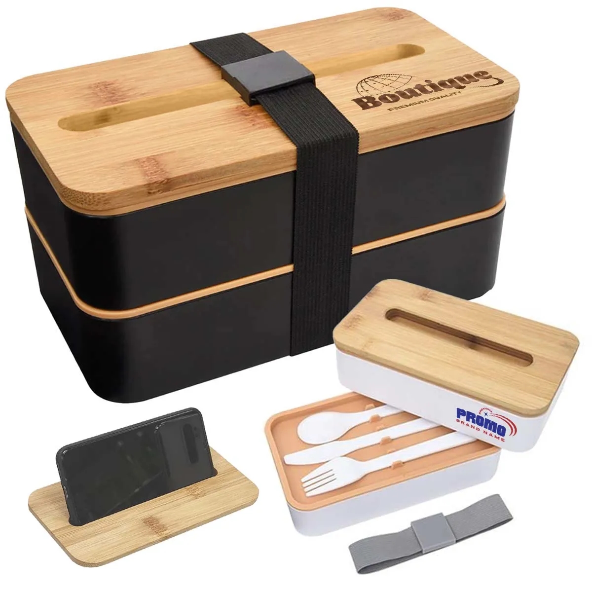 Stackable Bento Lunch Box With Phone Stand with lid 2