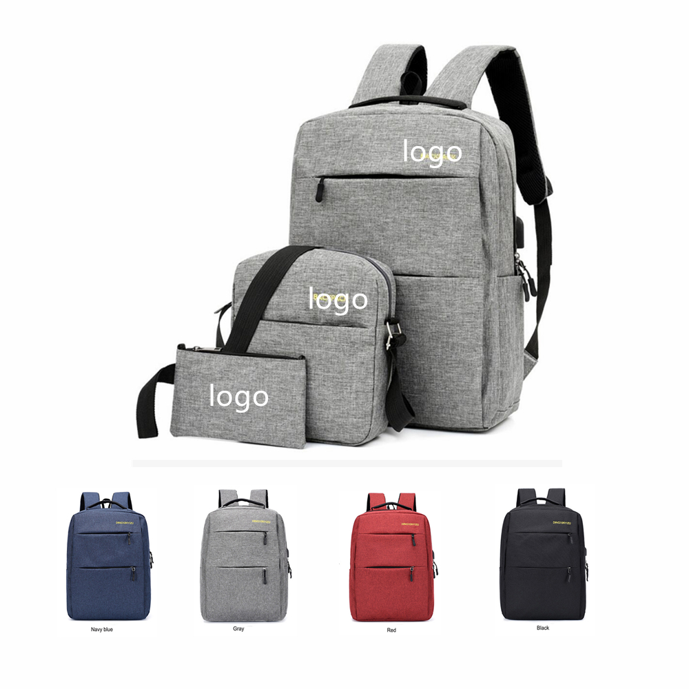 3 Pieces Customized Travel Laptop Backpack With USB Charging Port 3