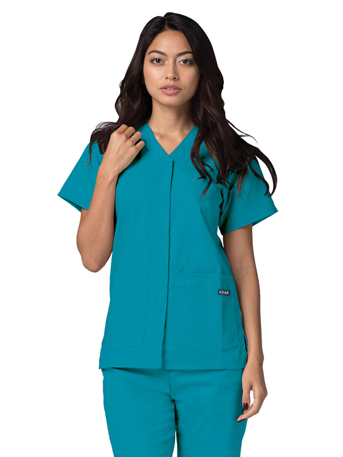 Adar - Universal - Women's Double Pocket Snap Front Top 6