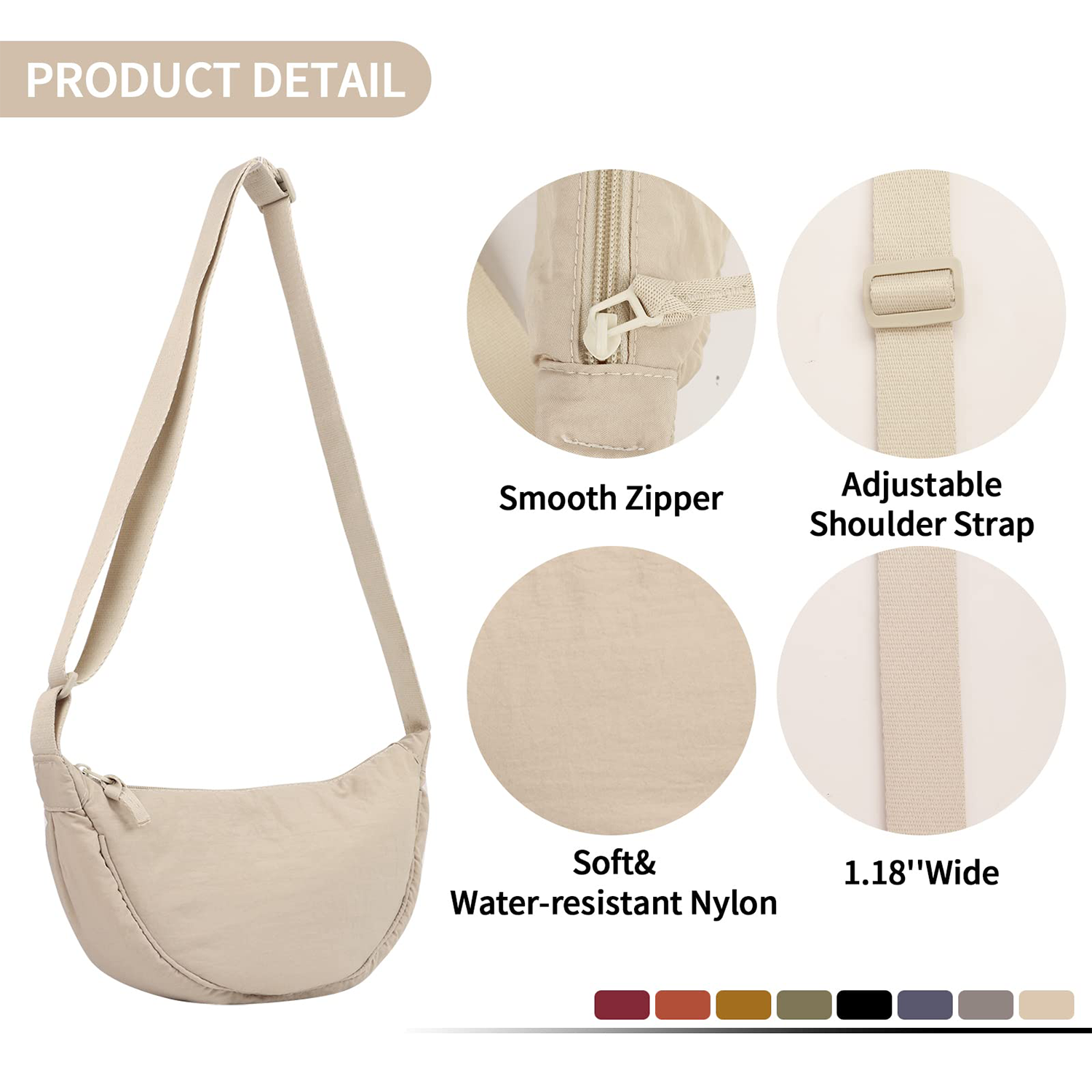 Small Nylon Crescent Crossbody Bag 5