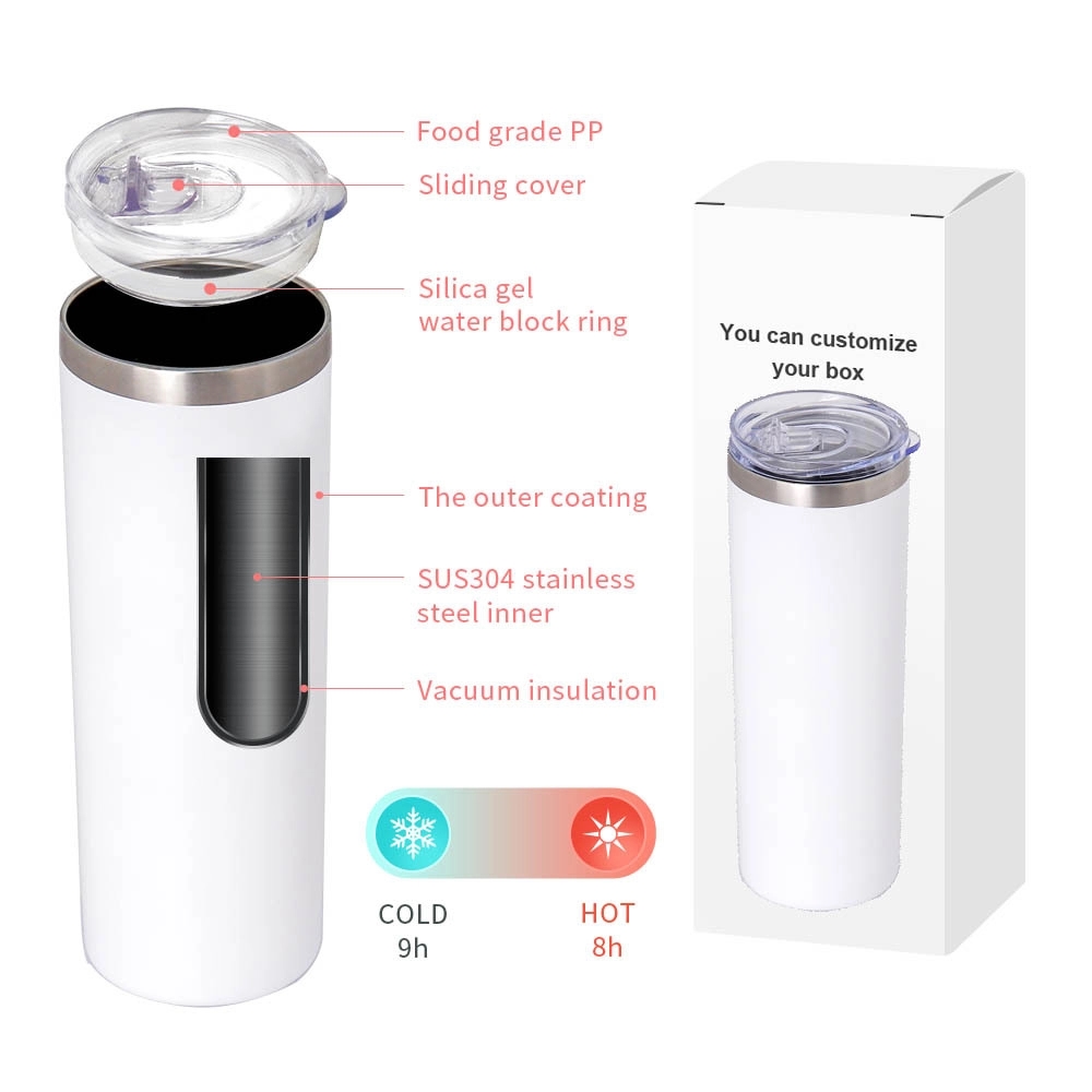 20oz Stainless Steel Straight Slimming Cup With straw 2