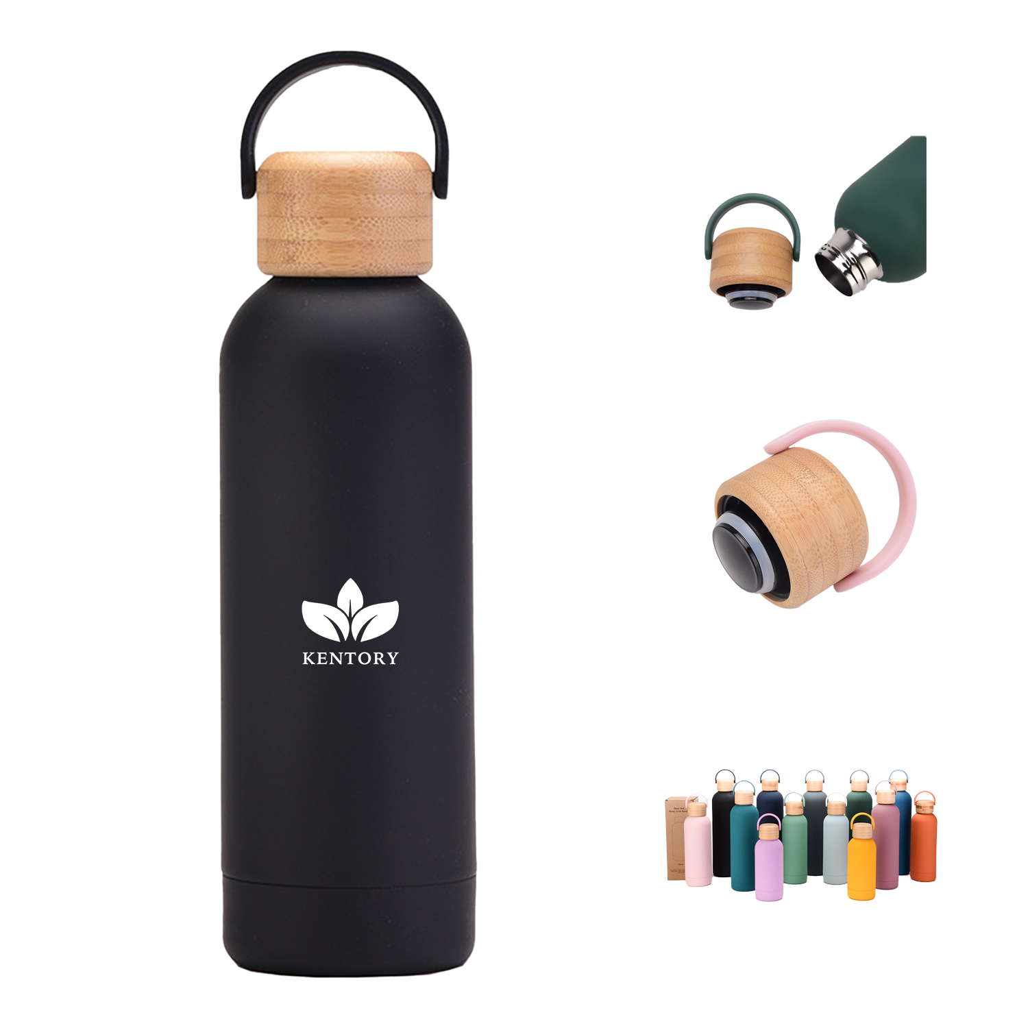 17 Oz Stainless Steel Water Bottle With Bamboo Lid 1