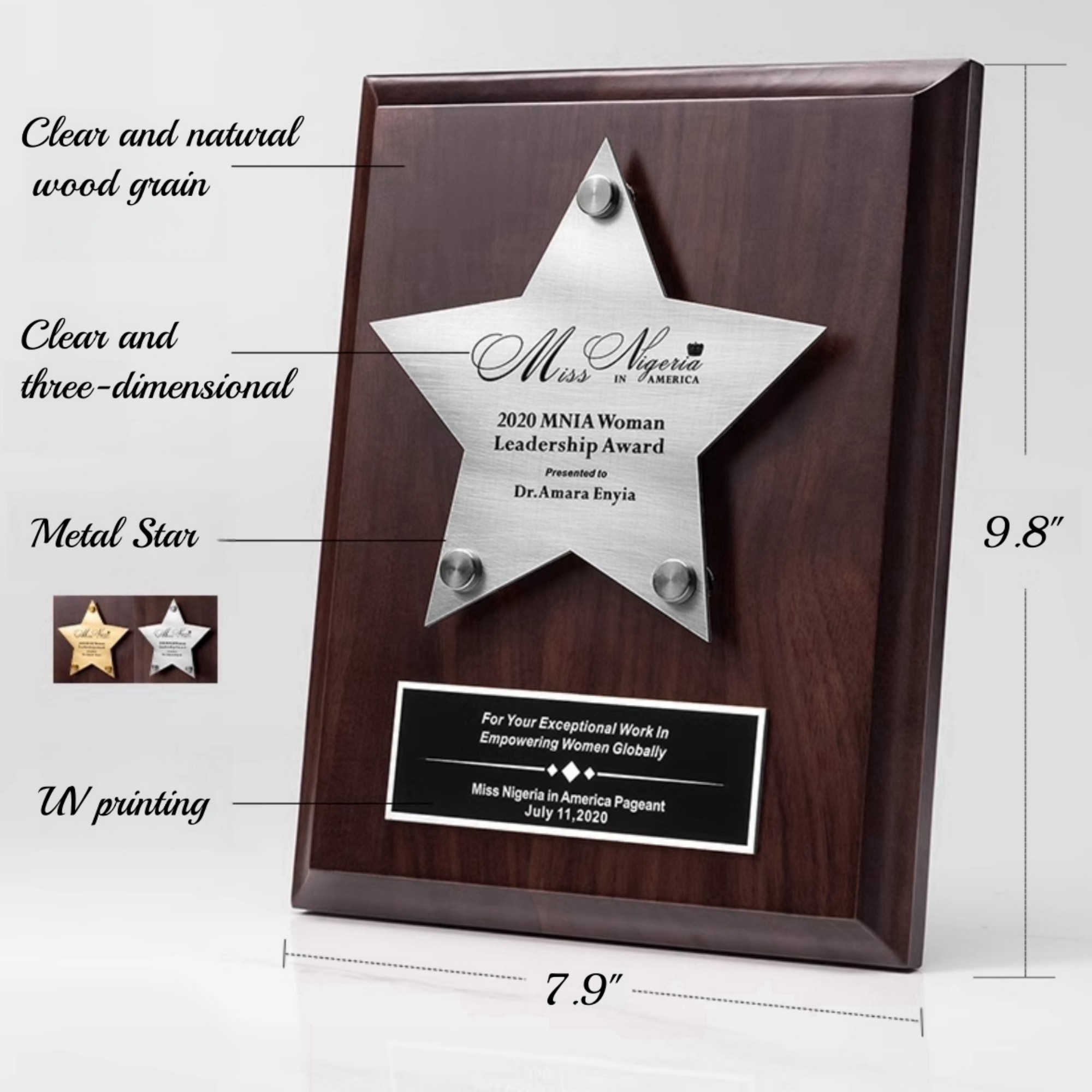 Metal Star Wooden Medal 3