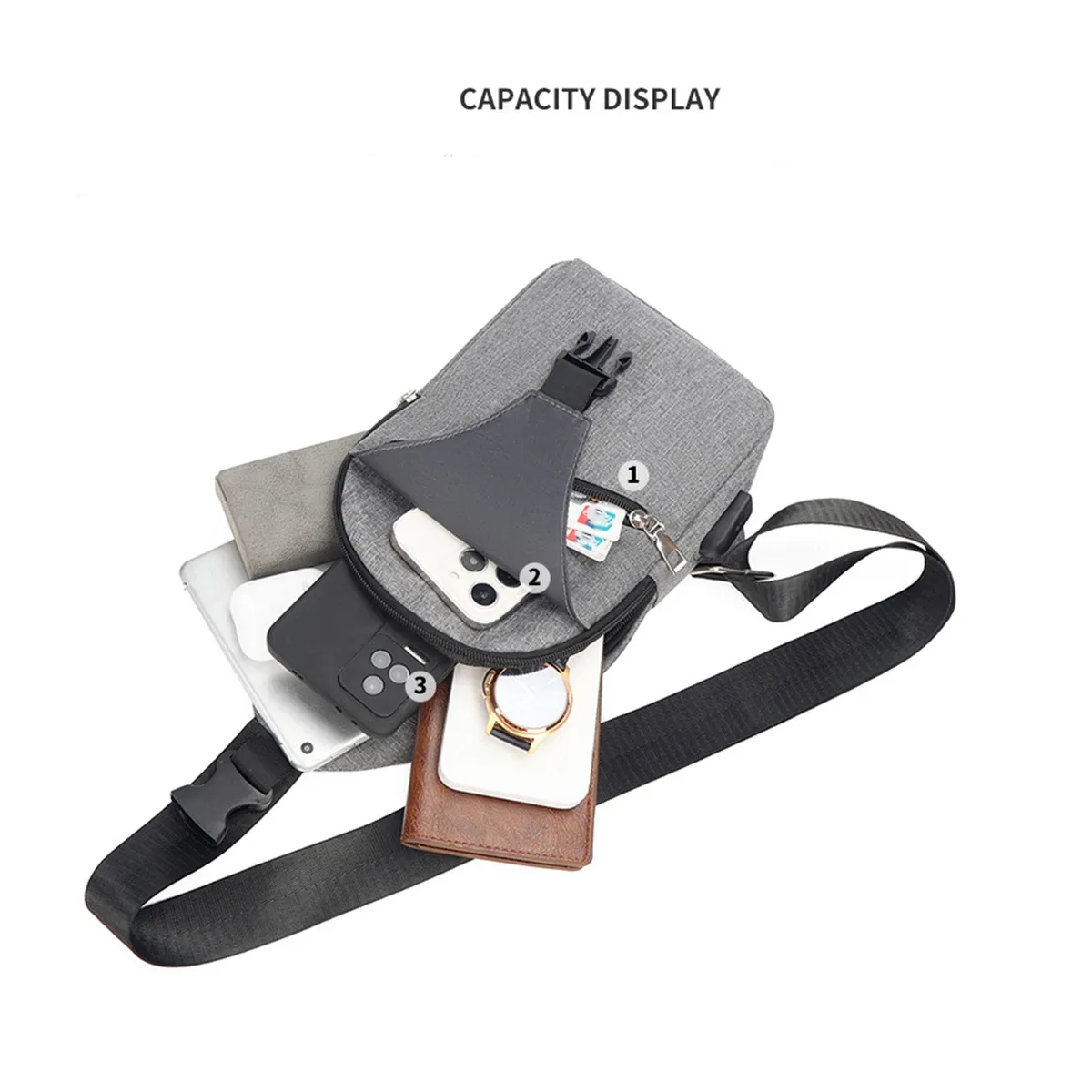 Crossbody Shoulder Sling Backpack with USB Charging 3