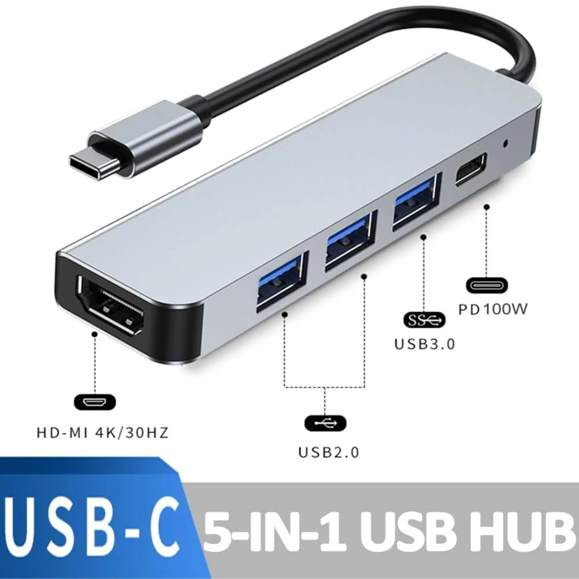 USB Five-in-One Multi-Digit Port Hub 3