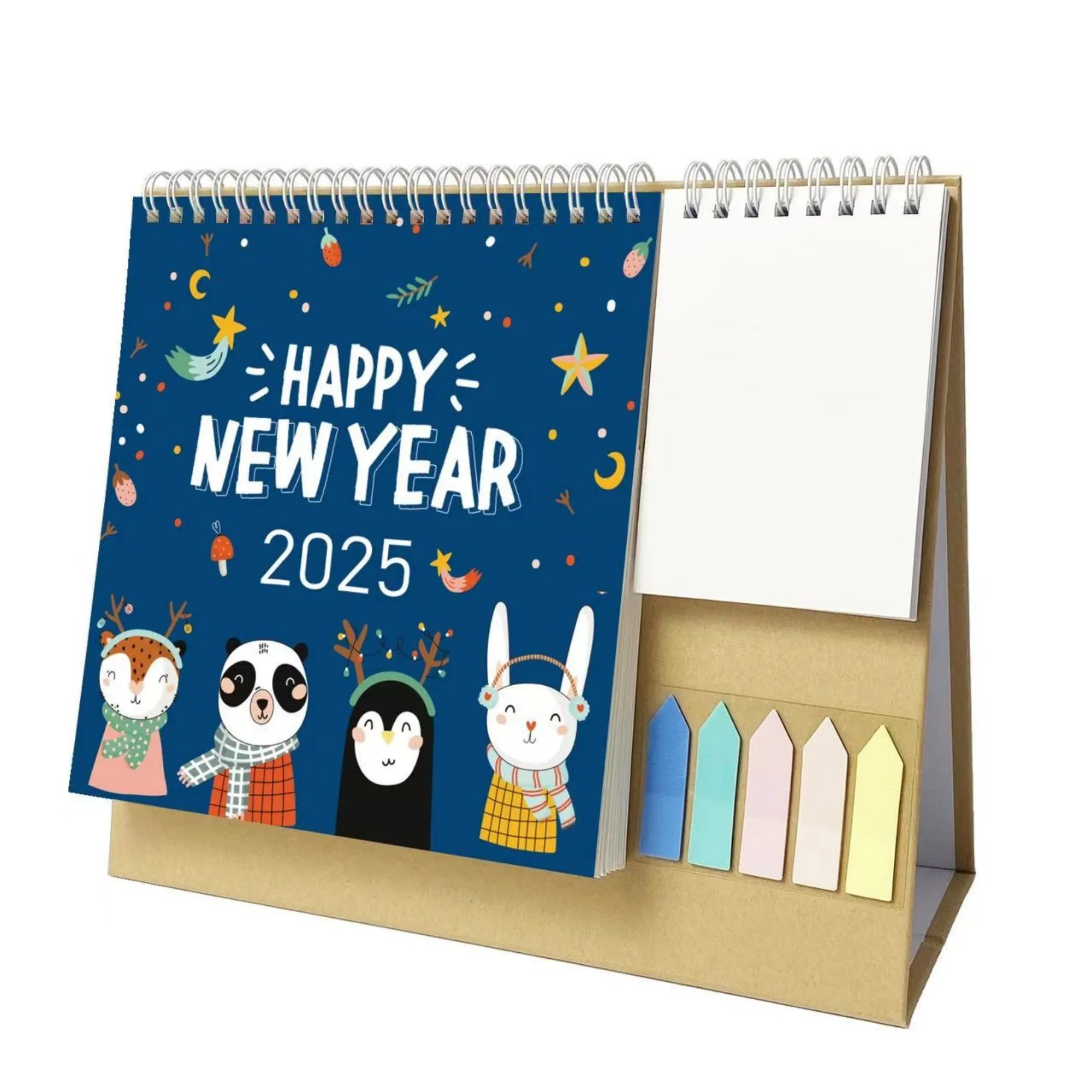 2025 Desk Calendar With Label Stickers and Note Pads 2
