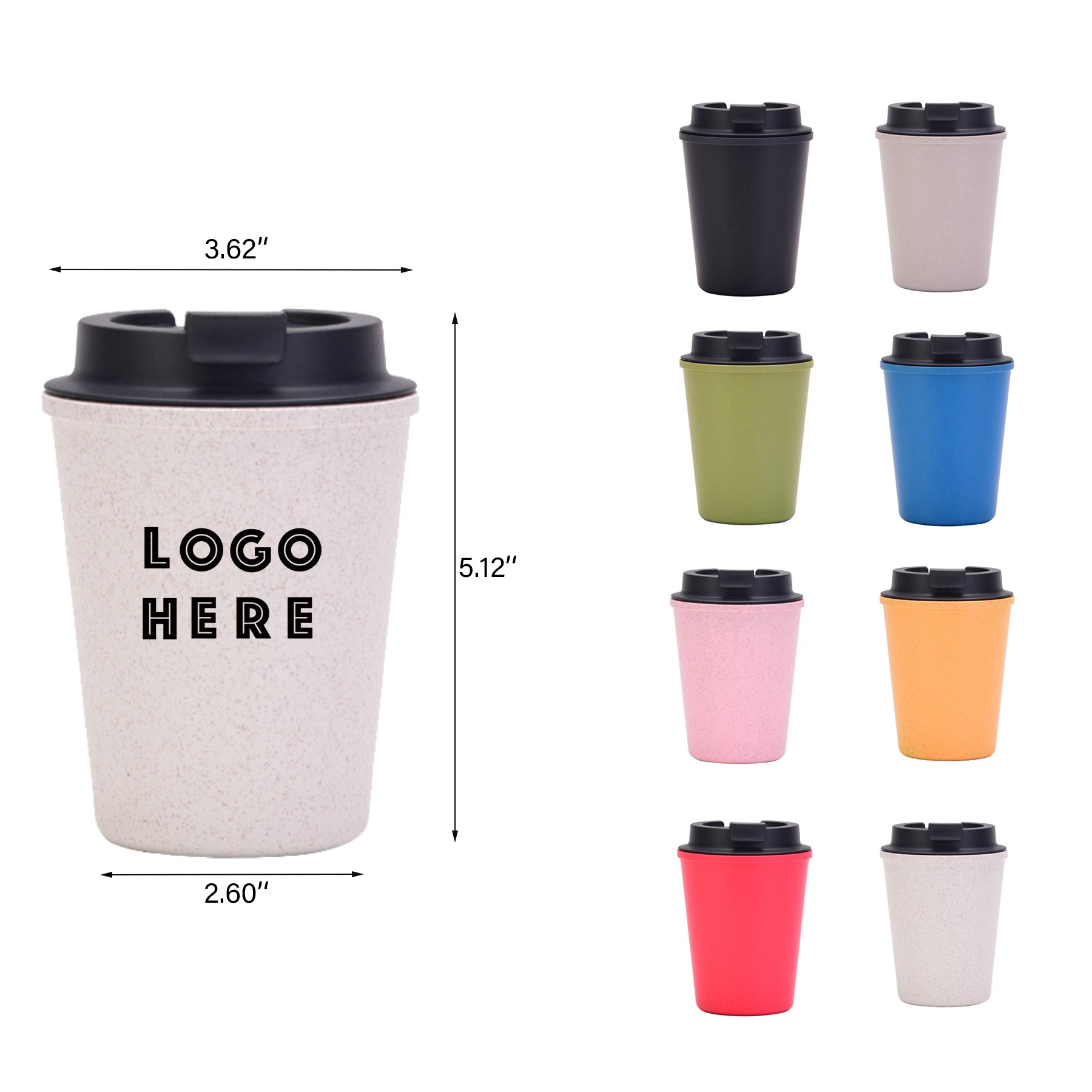 12Oz Eco-Friendly Wheat Straw Coffee Travel Tumblers