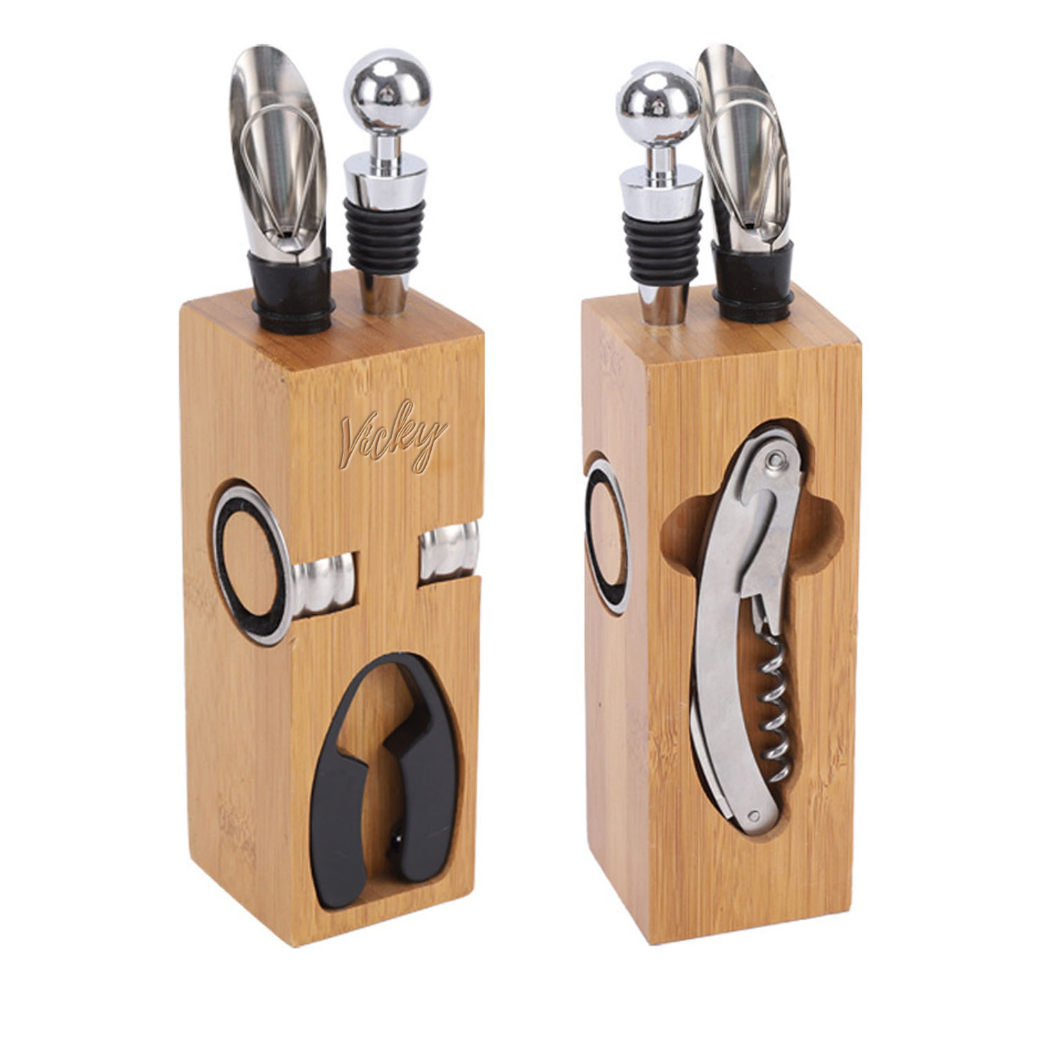 Red Wine Corkscrew Set w/ Wood Box 16