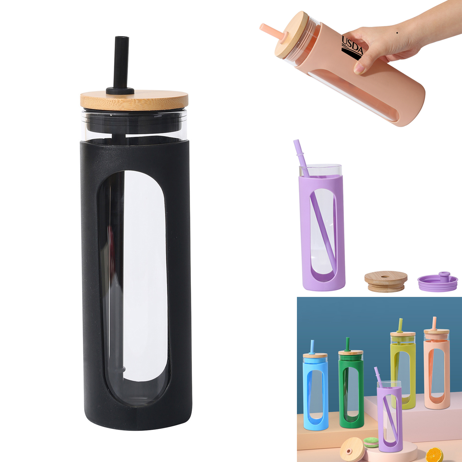 20Oz. Glass Water Tumble w/ Straw & Lid 4
