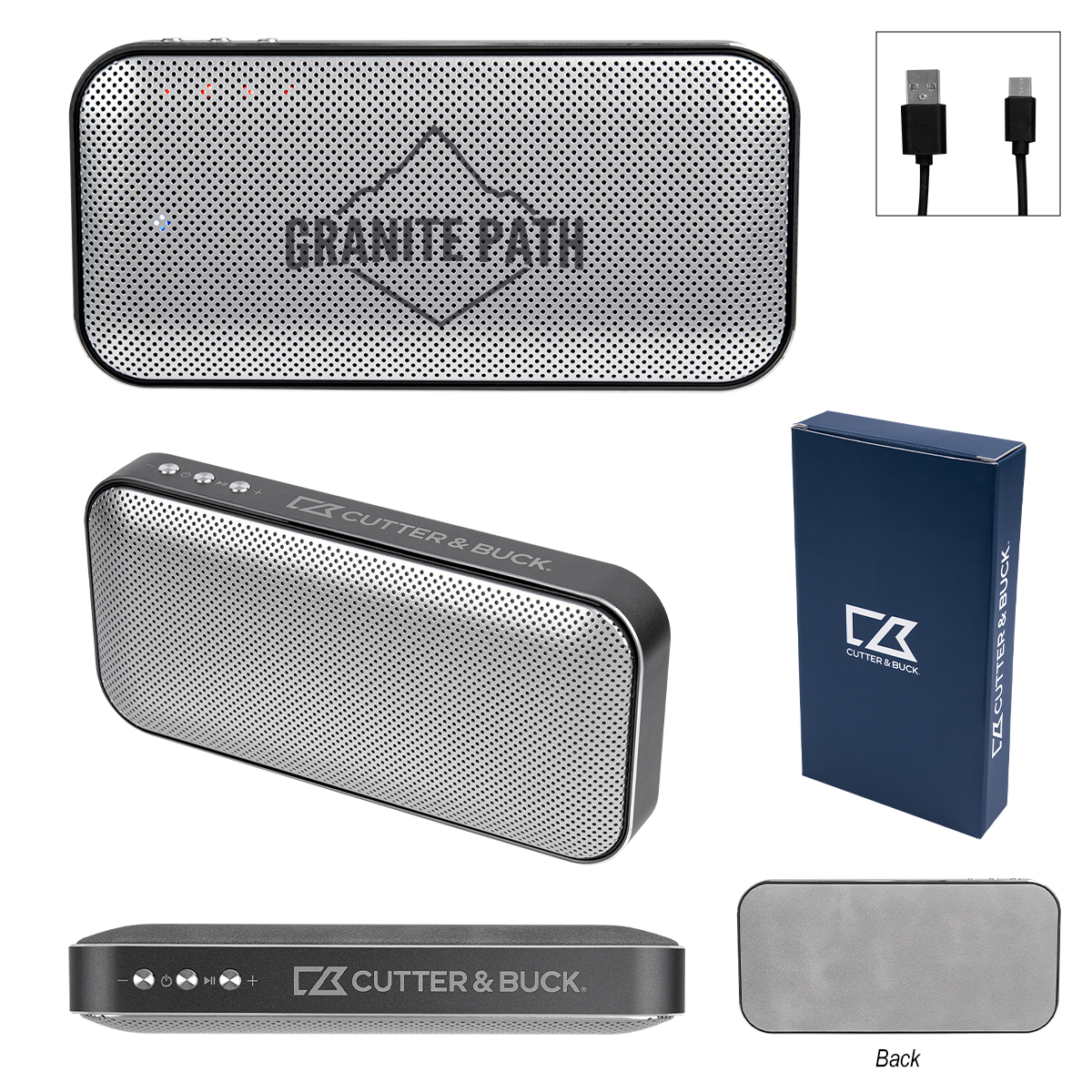 Cutter & Buck® Aluminum Suede Speaker And Power Bank