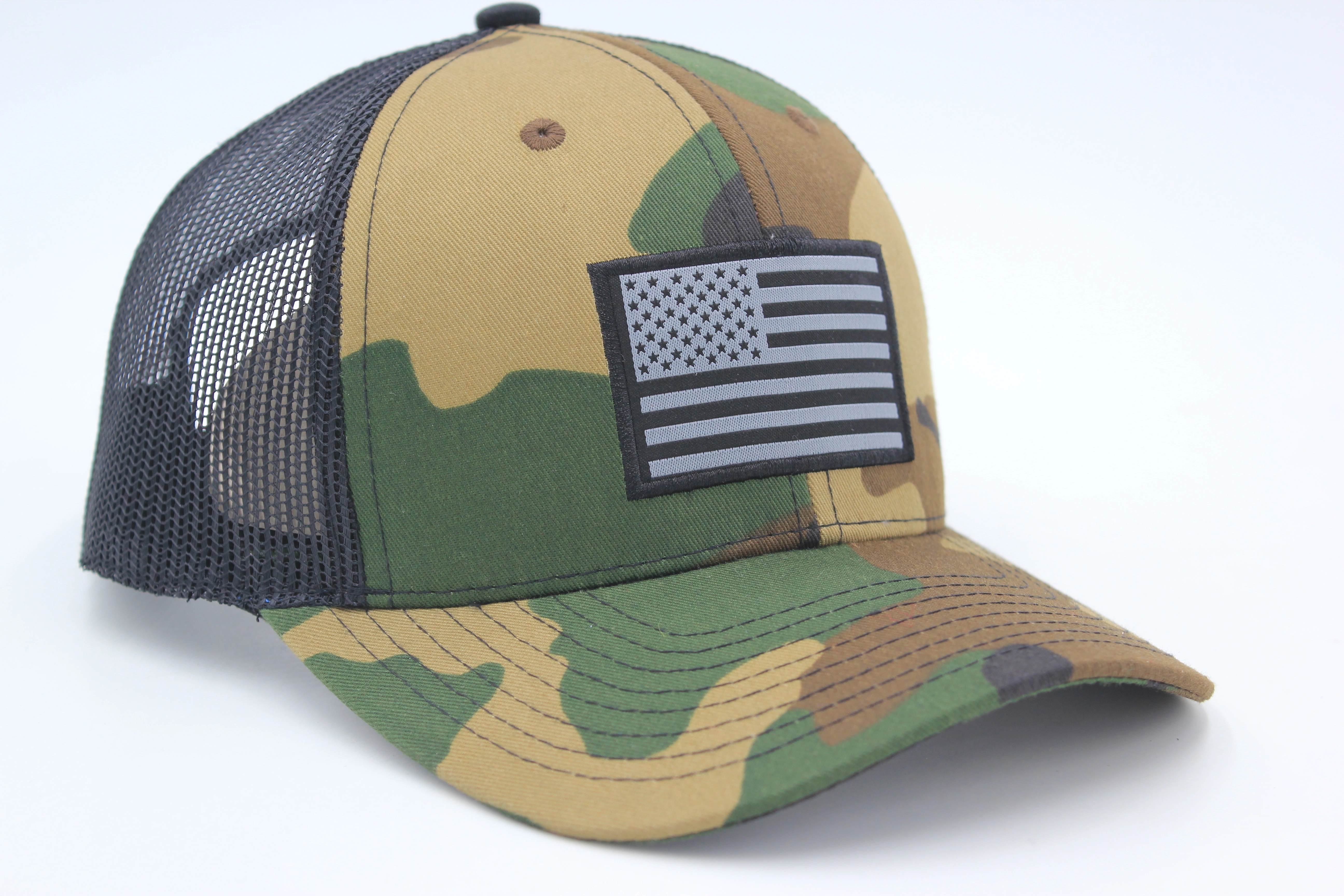 Trucker Cap 6 Panel Mesh Back SnapBack Woven Patch